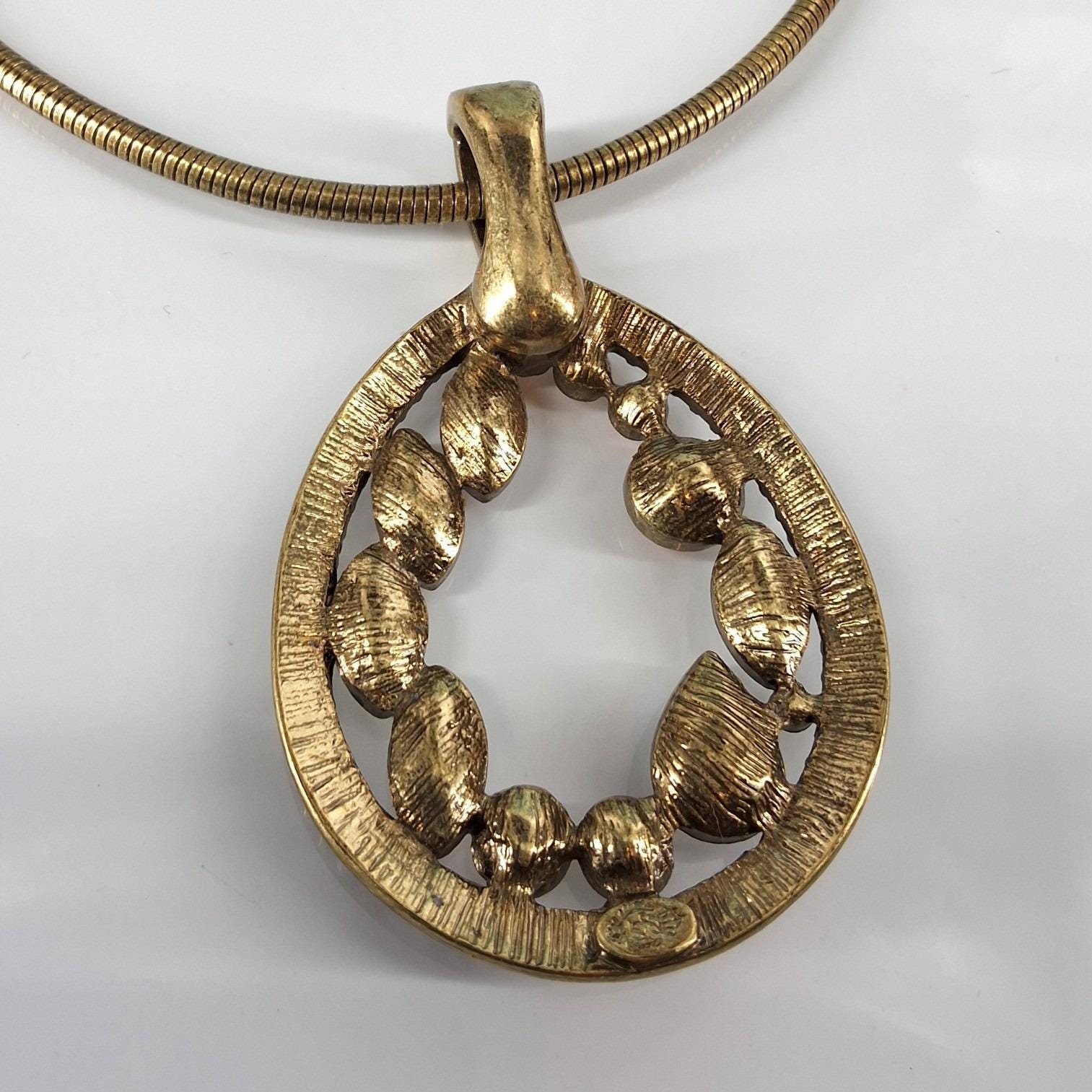 Premier Designs Antiqued Gold Amber Crystal Omega Necklace Earring Set - View 6