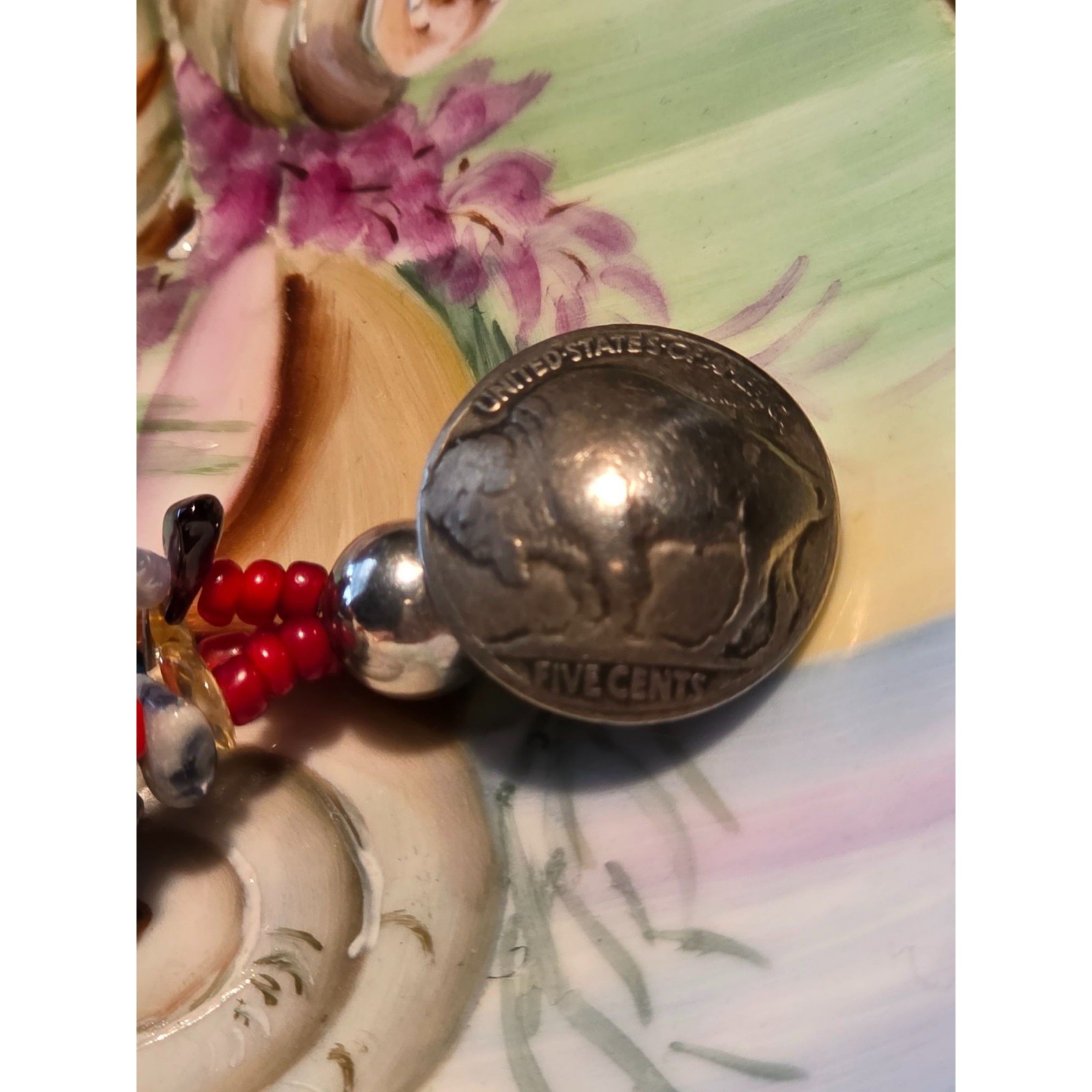 Paige Wallace Handmade Multi-Stone Beaded Bracelet With Buffalo Nickel Clasp - View 5