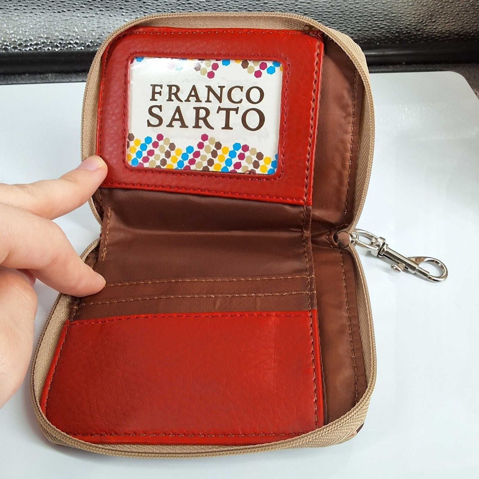 Franco Sarto Multicolor Geometric Honeycomb Zip Around Wallet with Key Clip - View 5