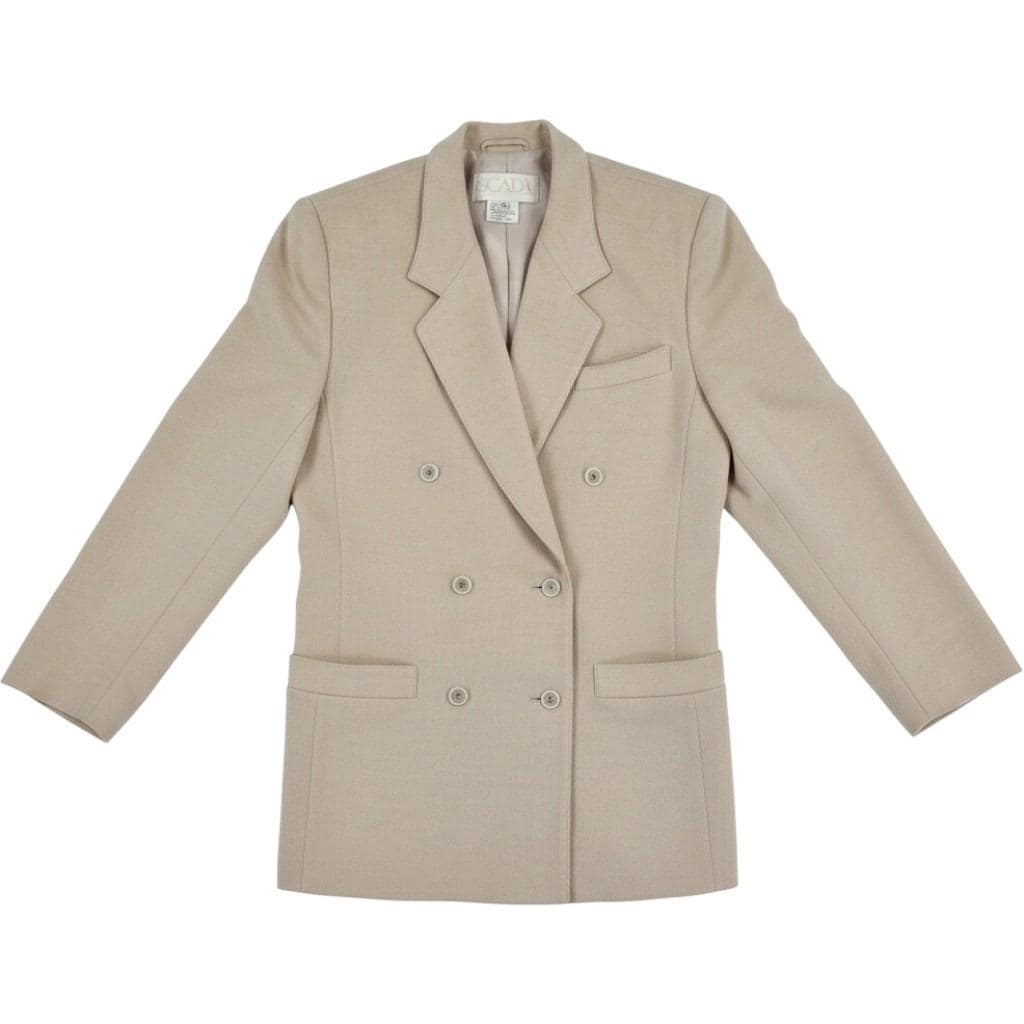 Escada Margaretha Ley Vintage Wool Cashmere Double Breasted Blazer 40