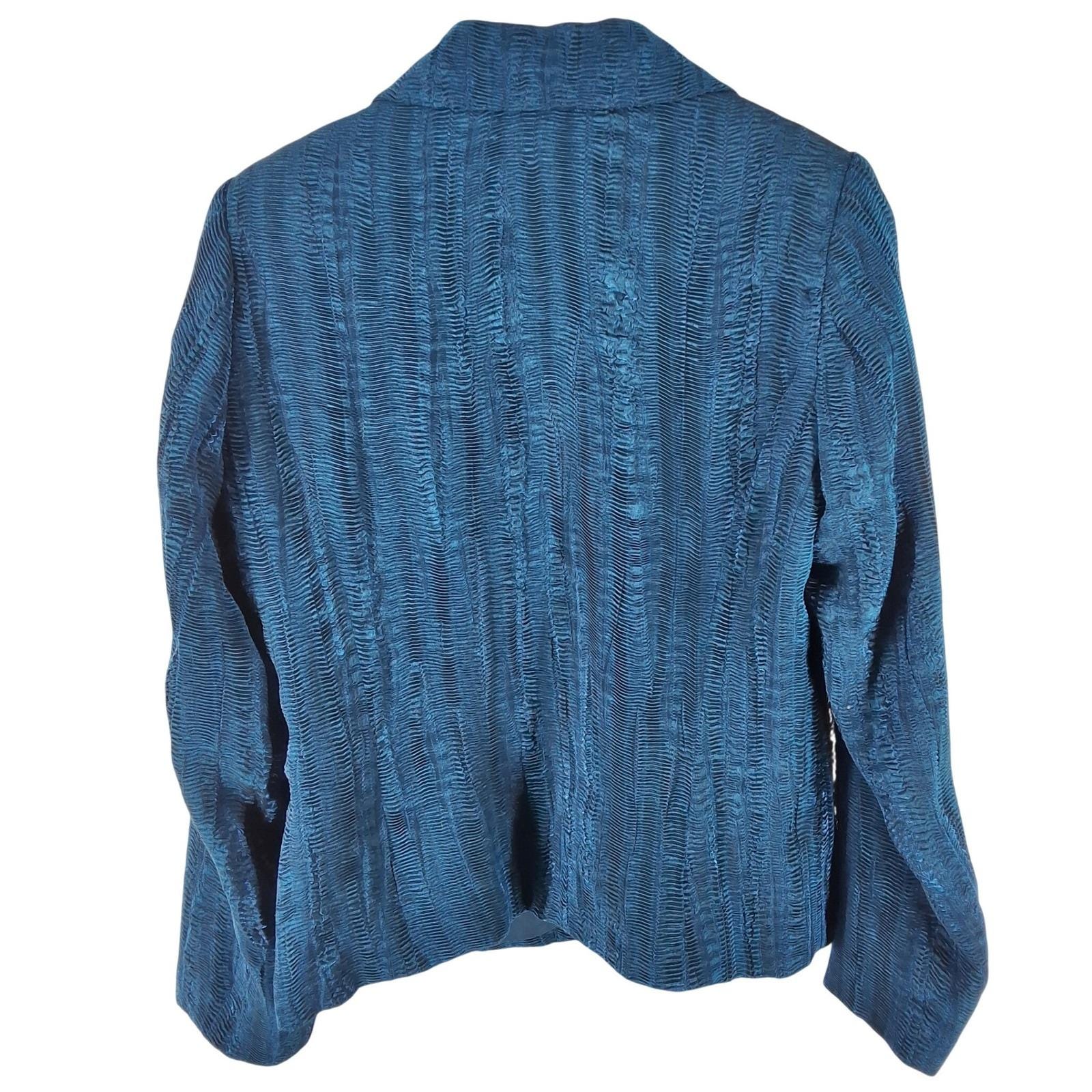 Simonton Says George Simonton Blue Crinkle Textured Blazer Jacket Size M