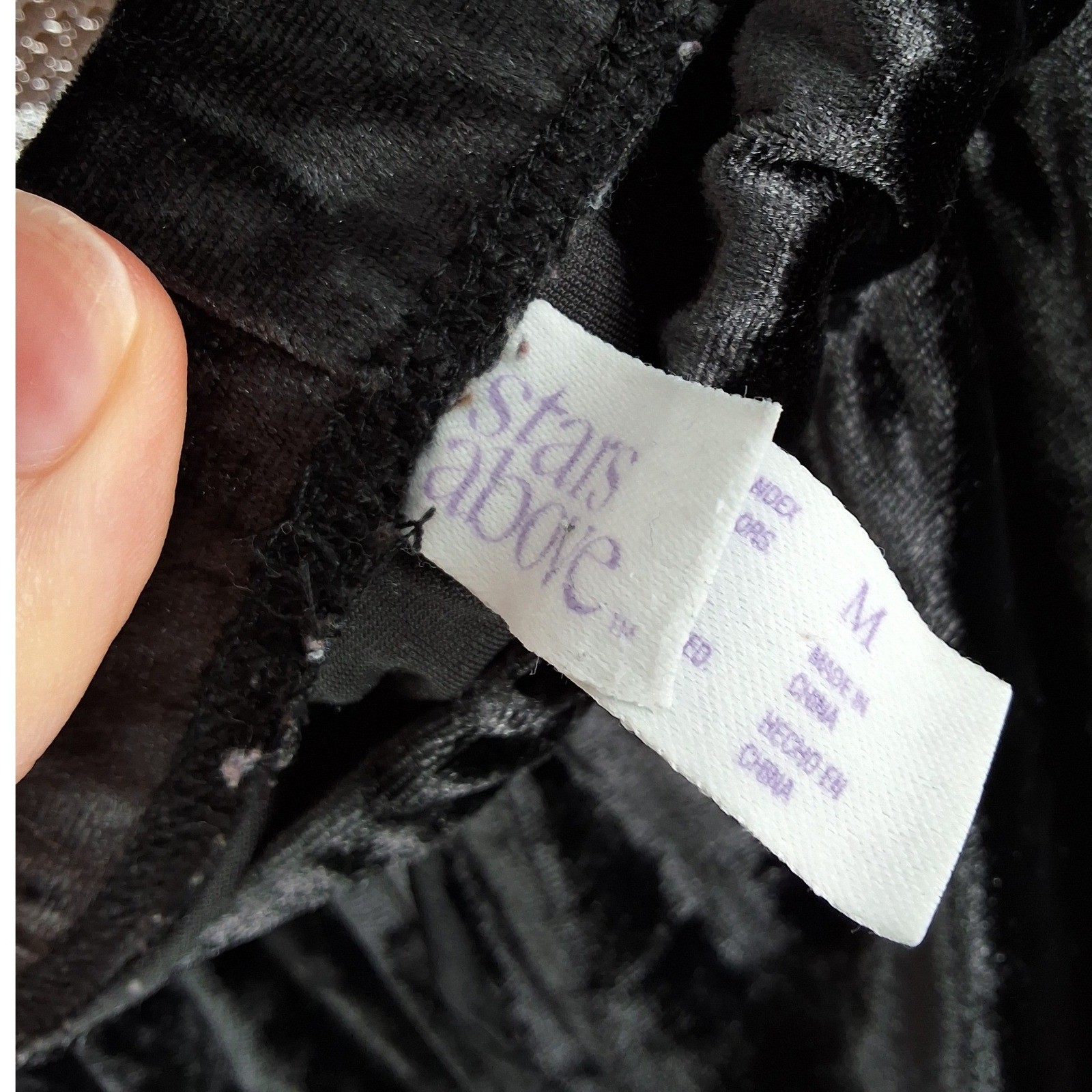 Stars Above Black Crushed Velvet Pajama Set Short Sleeve Button Down Pants M - View 9