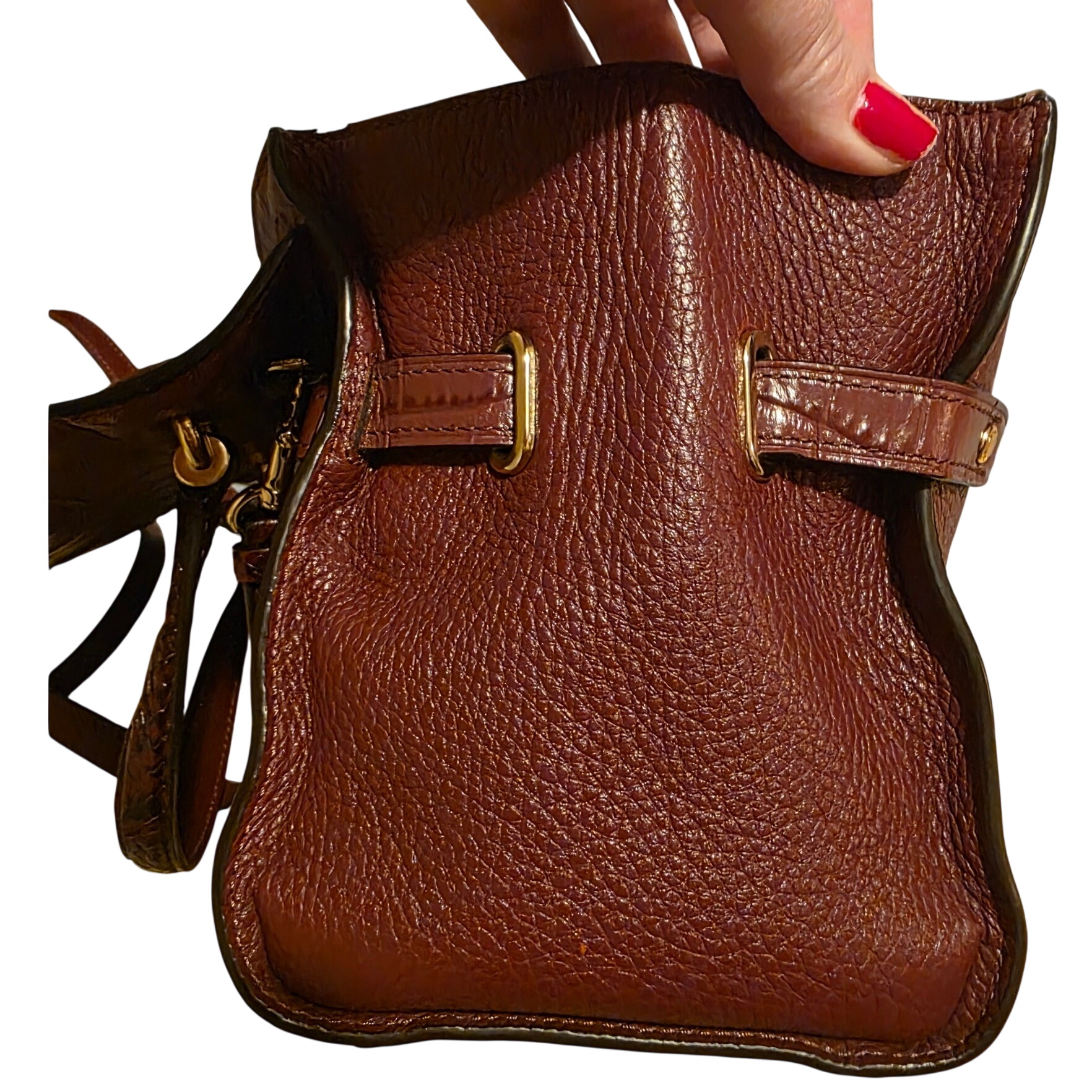 Coach Blake Flap Carryall Pebbled Leather Gold Turn Lock Burgundy - View 3