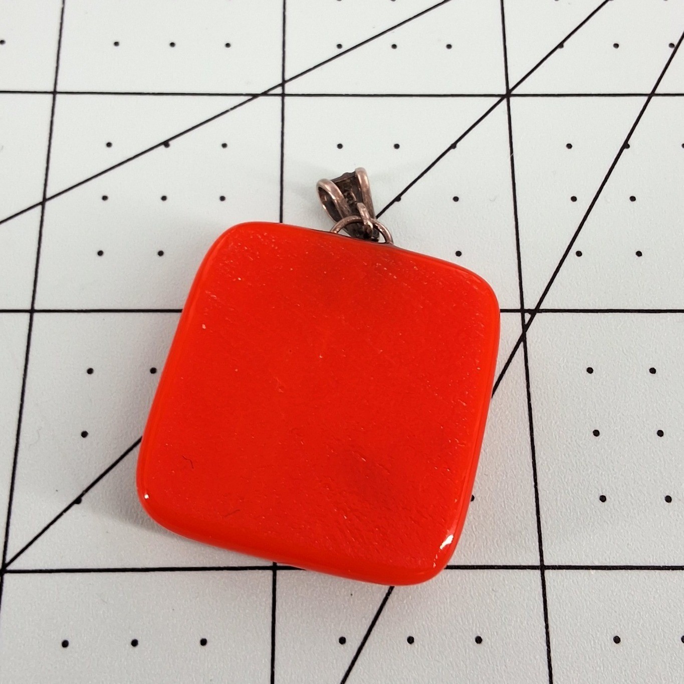 Orange Fused Glass Sacral Chakra Pendant Gold Foil Svadhisthana Symbol Square - View 6