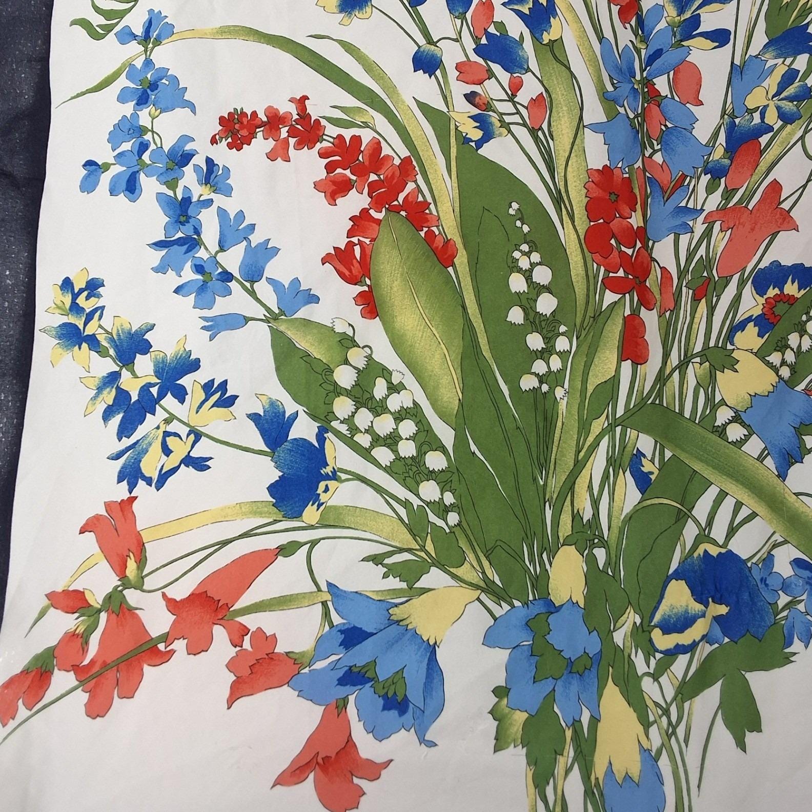 Franco Laurenti Floral Wildflower Square Scarf Navy Blue White Border 28x28 - View 4
