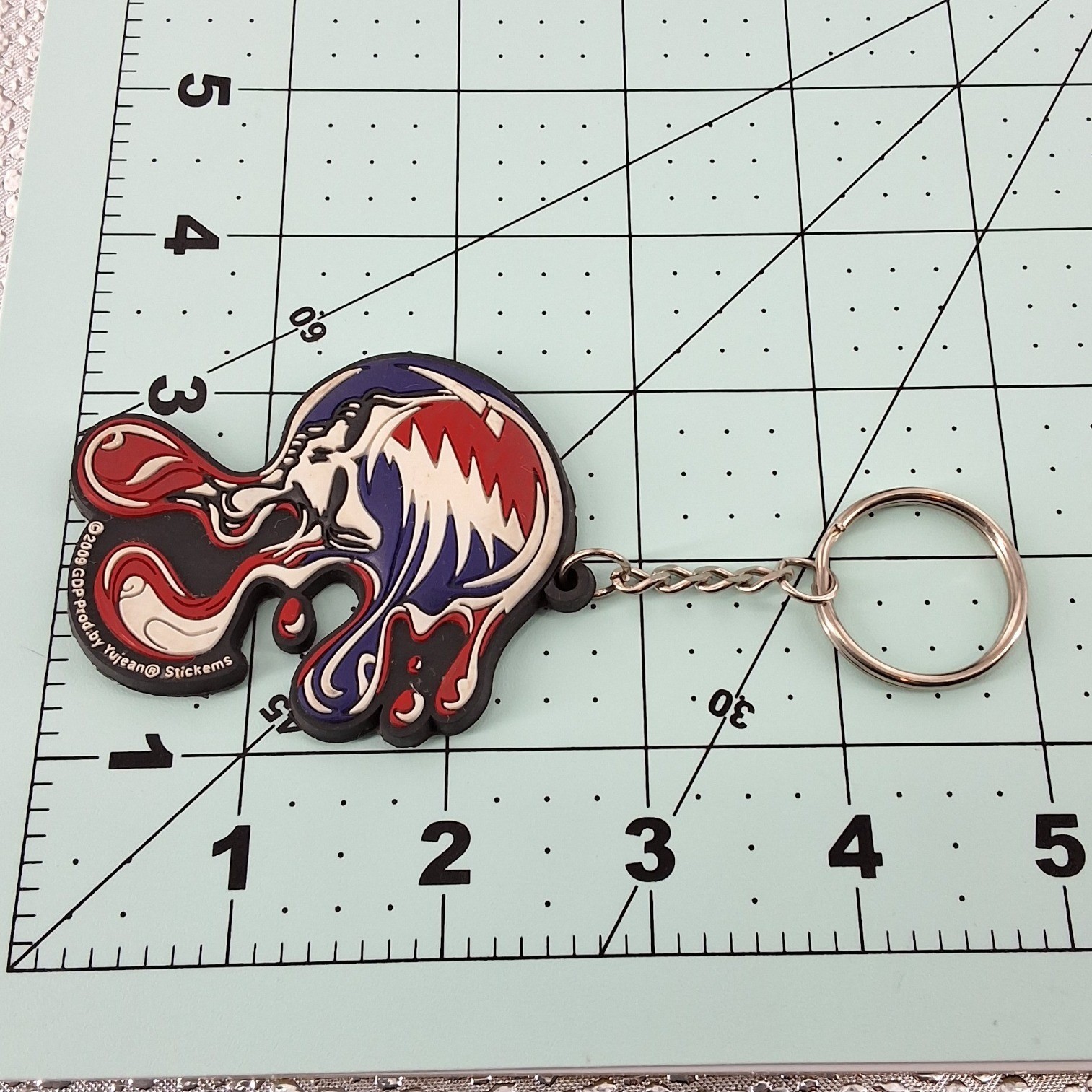 Grateful Dead Melt Your Face Keychain 2009 Yujean Steal Your Face Skull Rubber - View 3