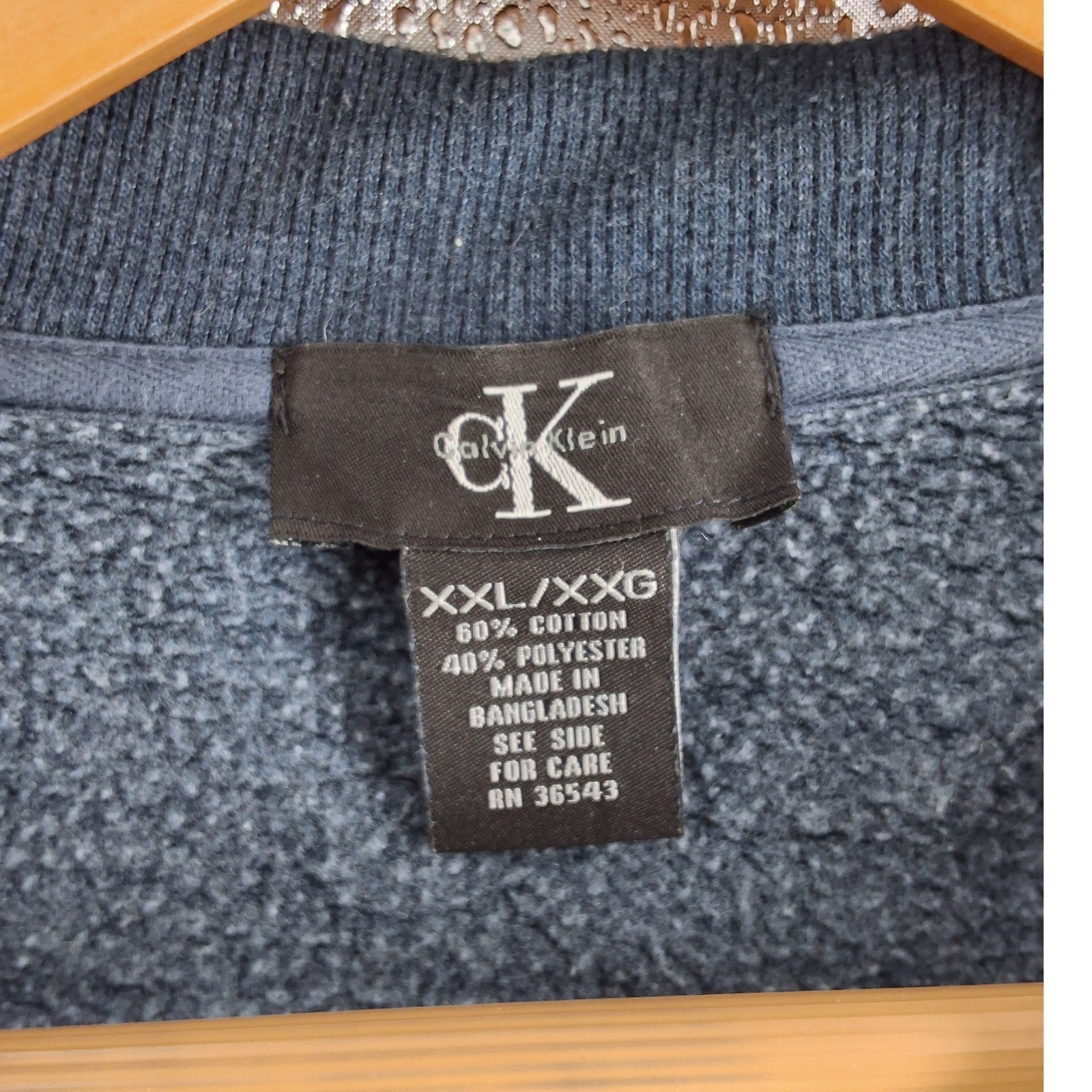 Calvin Klein Mens XXL Full Zip Sweatshirt Navy Blue Heather Fleece Mock Neck - View 3