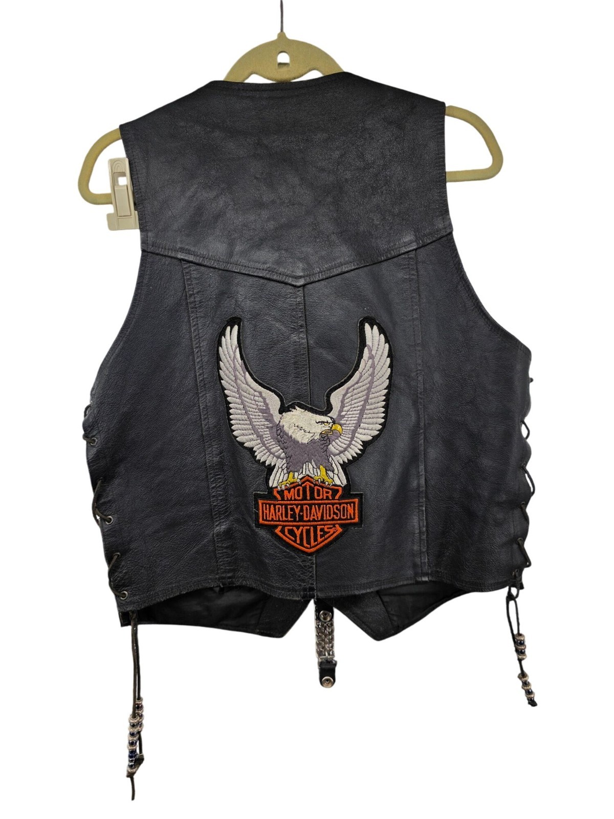 Harley-Davidson Vanguard Leather Vest Size 42 Black Mens Western Style - View 7