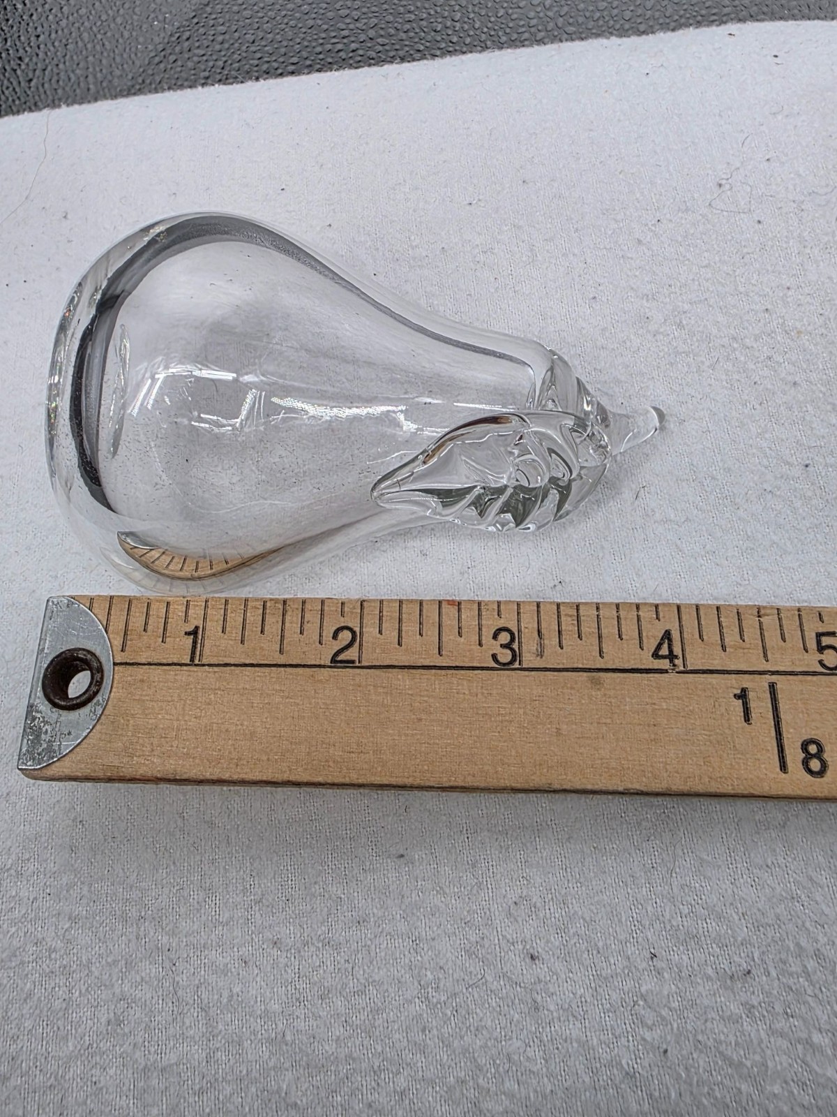 Princess House Blown Glass Pear Figurine Paperweight 3 Inch Clear Fruit Decor - View 5