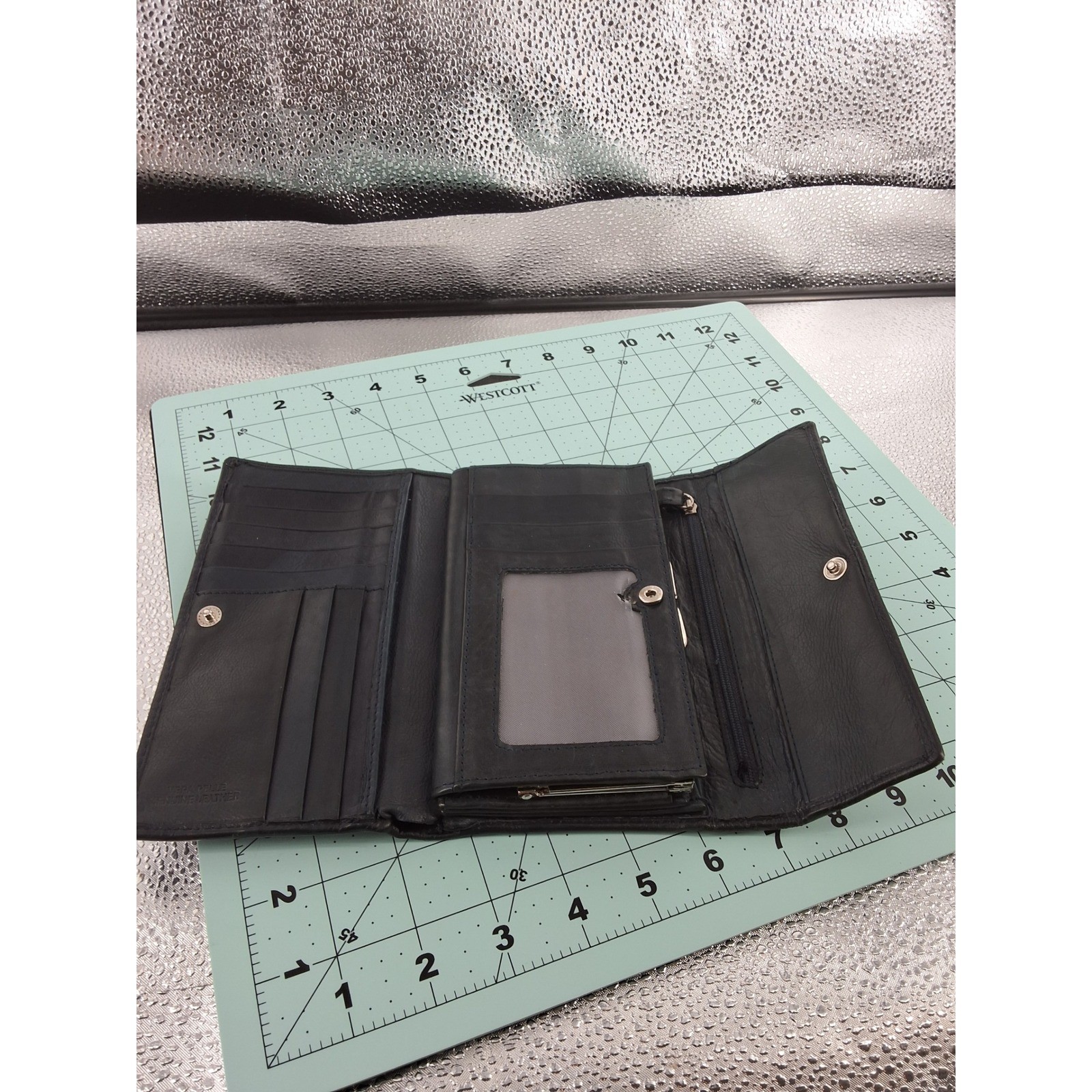 Classic Black Leather Bifold Wallet | Snap Closure | Card Slots - View 7