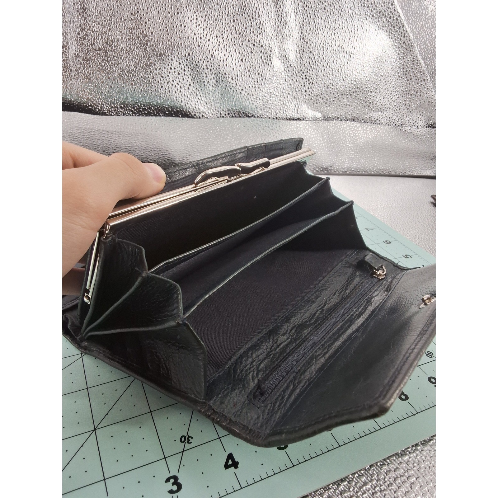 Classic Black Leather Bifold Wallet | Snap Closure | Card Slots - View 8