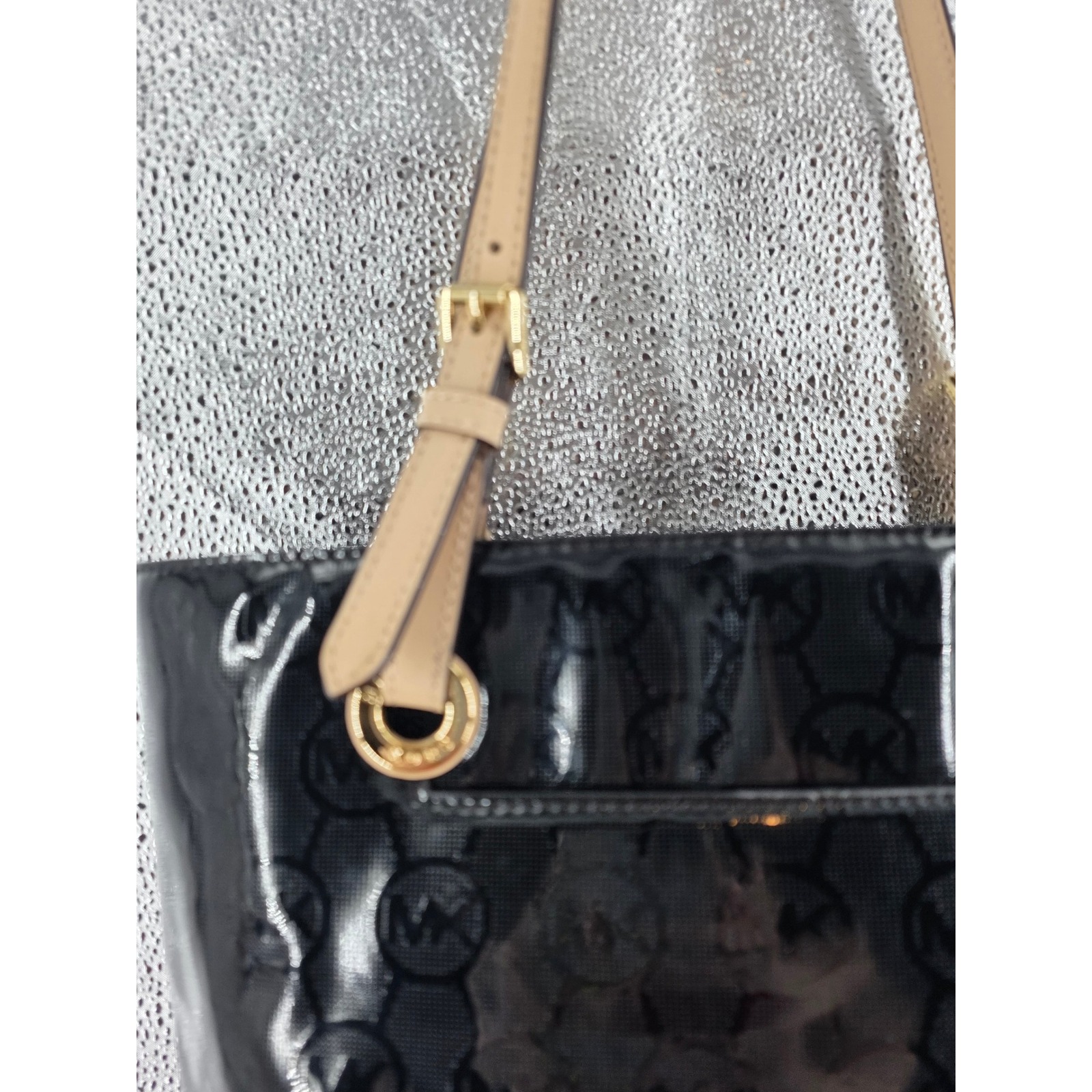 Michael Kors MK Black Patent Leather Tote Shoulder Bag Medium EUC! - View 11