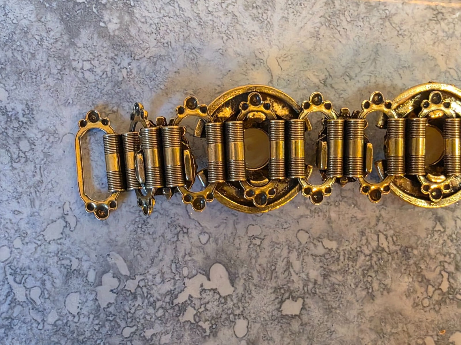Antique Book Chain Bracelet With Faux Pearl Accents - View 7