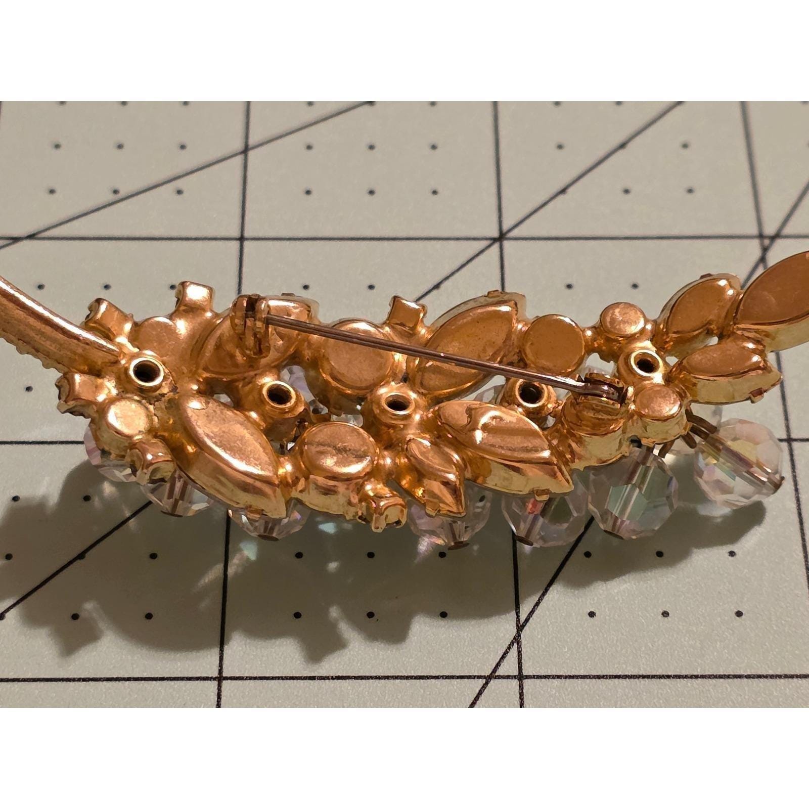 Vintage Juliana Gold Tone AB Crystal Cha-Cha Branch Brooch - View 5
