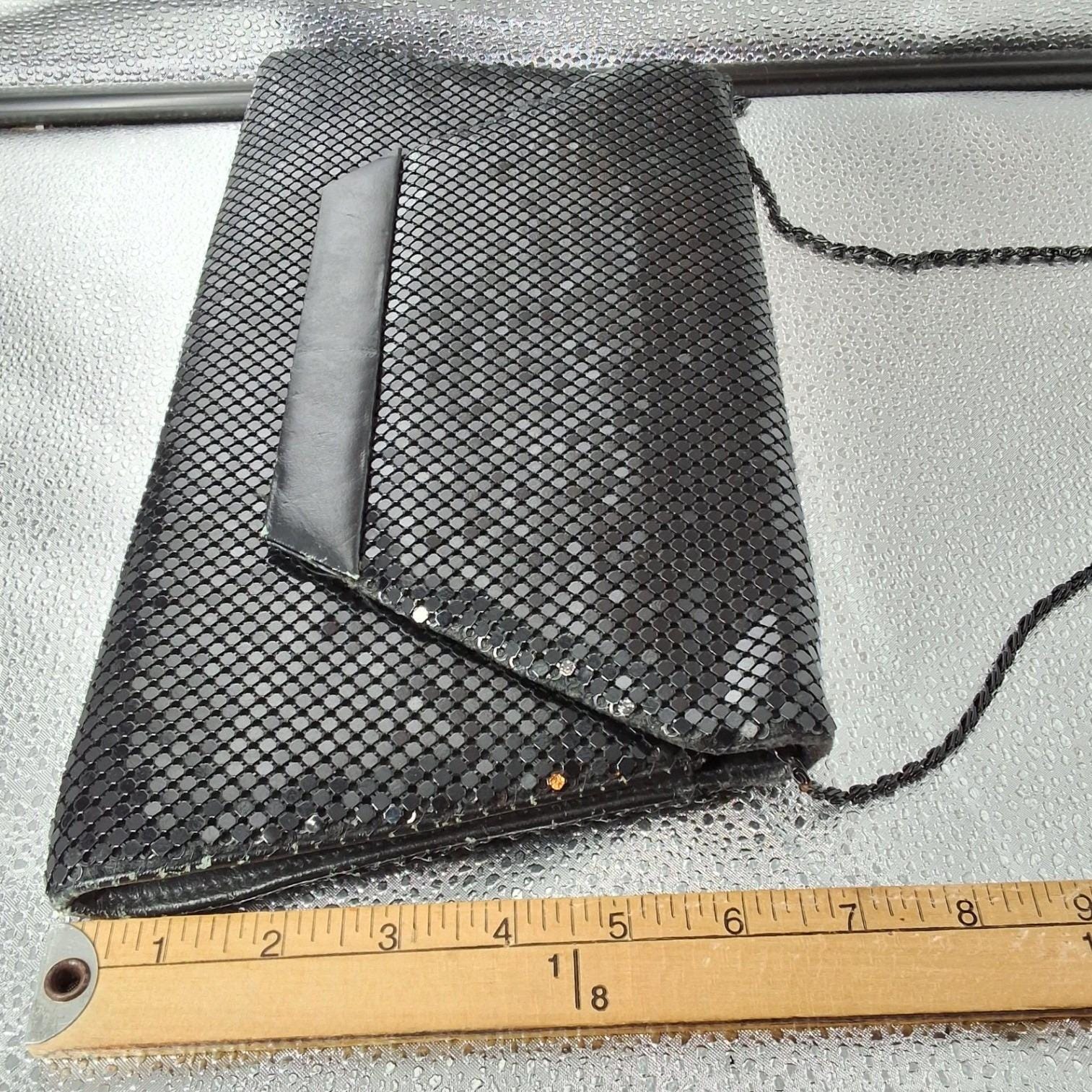 Vintage Black Metal Mesh Envelope Clutch Shoulder Bag Formal Evening Purse - View 3