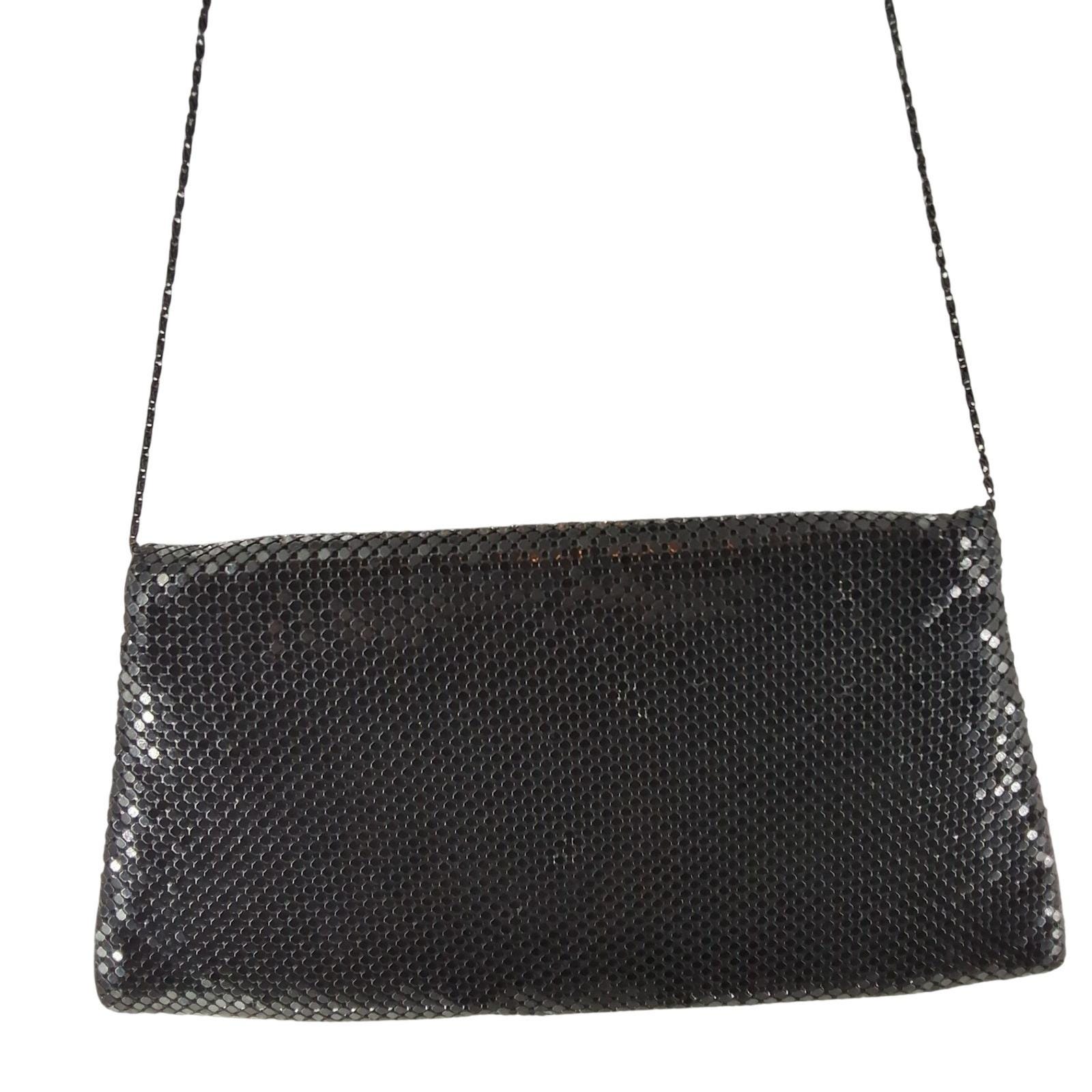 Vintage Black Metal Mesh Envelope Clutch Shoulder Bag Formal Evening Purse - View 9
