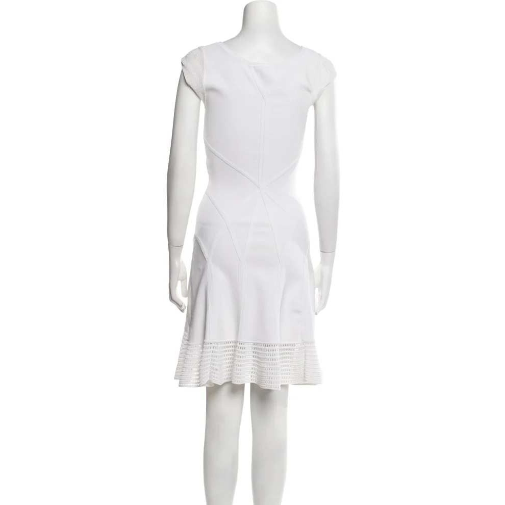 NWT DVF White Knit Fit & Flare Dress Cap Sleeve Bridal Size S - View 10