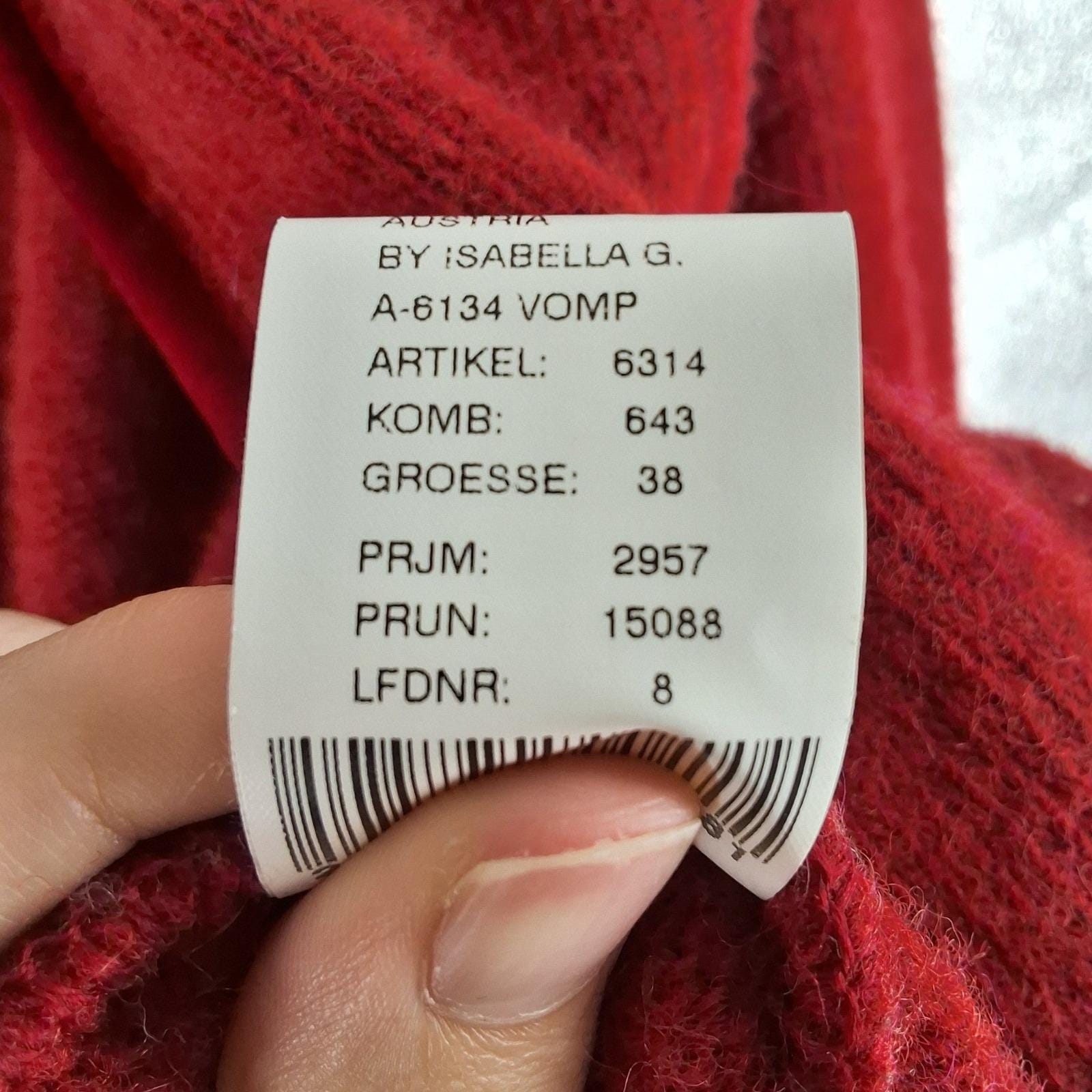 Isabella G. by Geiger Austria Red Boiled Wool Zip Jacket Velvet Trim Size 38 / 8 - View 7