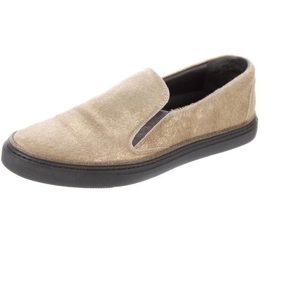 Brunello Cucinelli Gold Calf Hair Slip On Platform Sneakers Loafers 39 - View 3