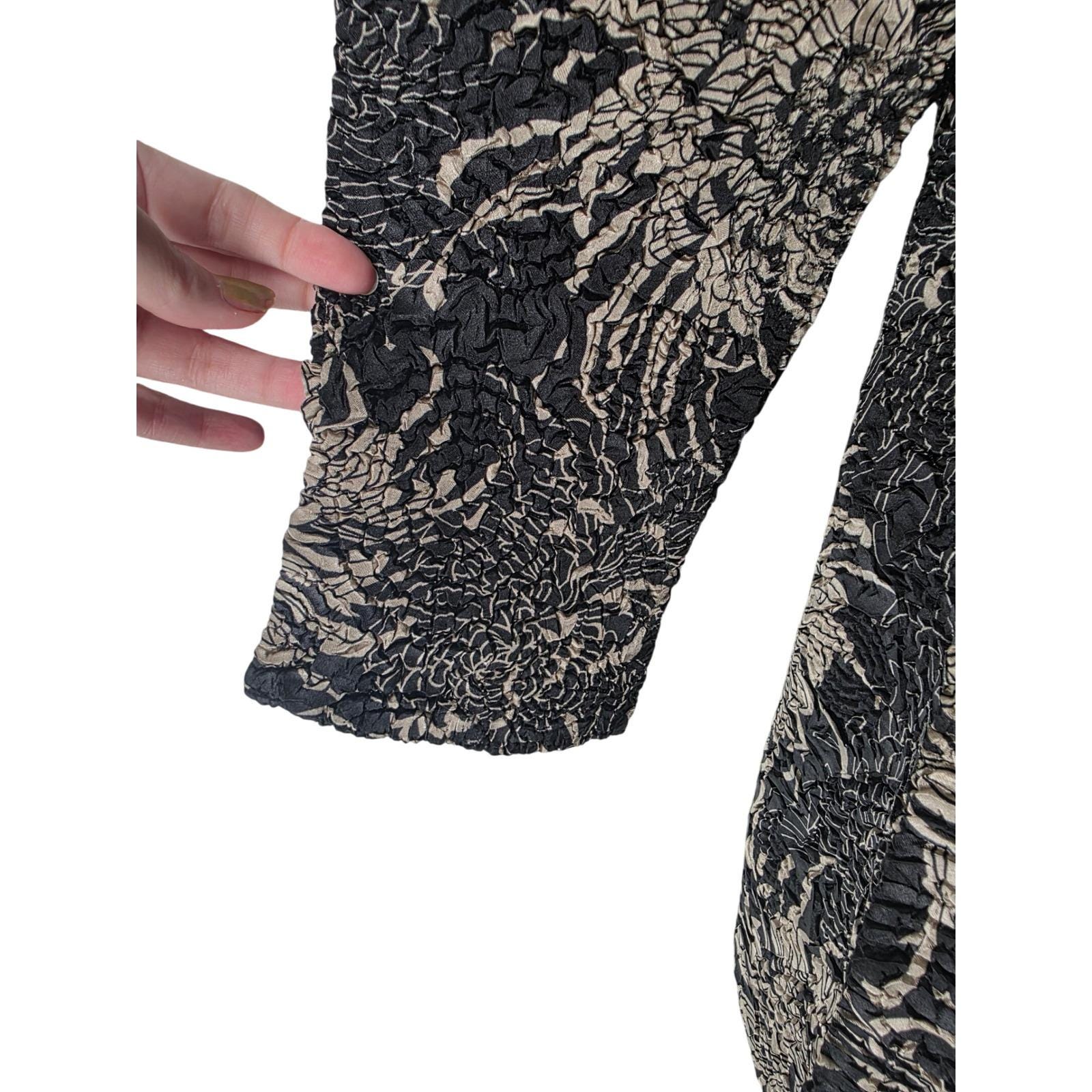 ABC Collection Asian-Inspired Chrysanthemum Black Texture Hooded Coat Jacket S - View 13