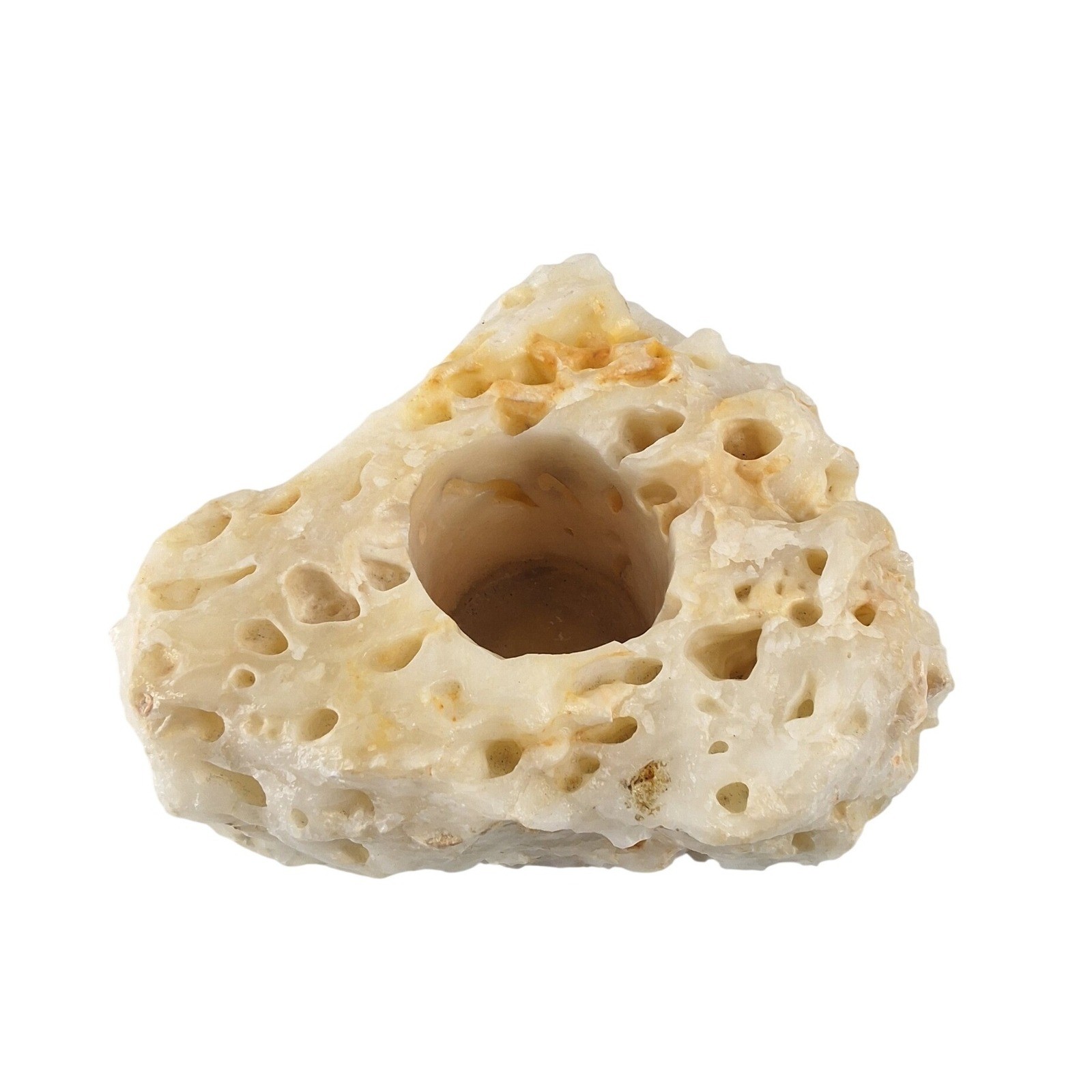 Natural Stone Candle Holder Organic Porous White Mineral Specimen - View 6