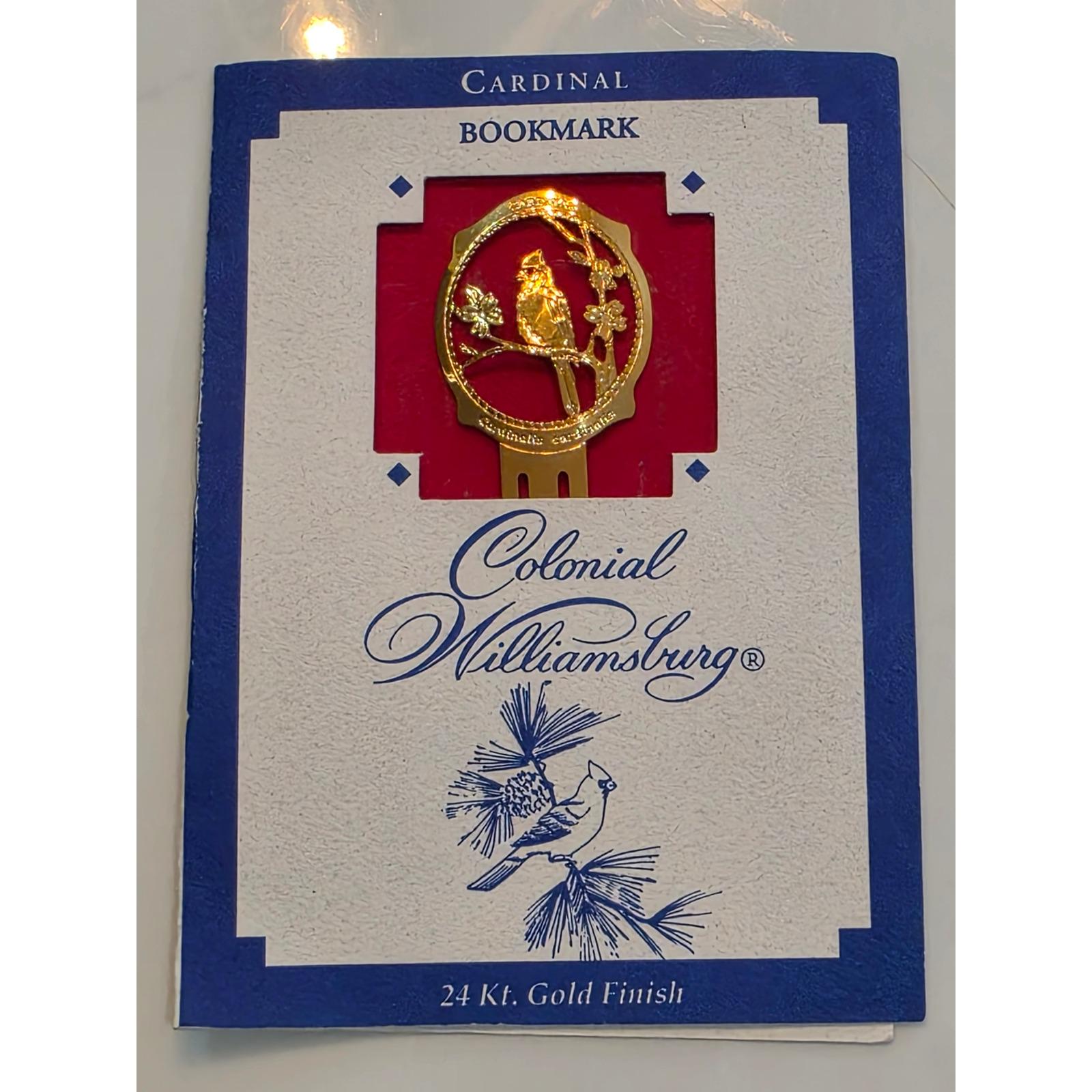 Colonial Williamsburg Cardinal Bookmark 24 Kt Gold Finish GoldMarks 1994 USA