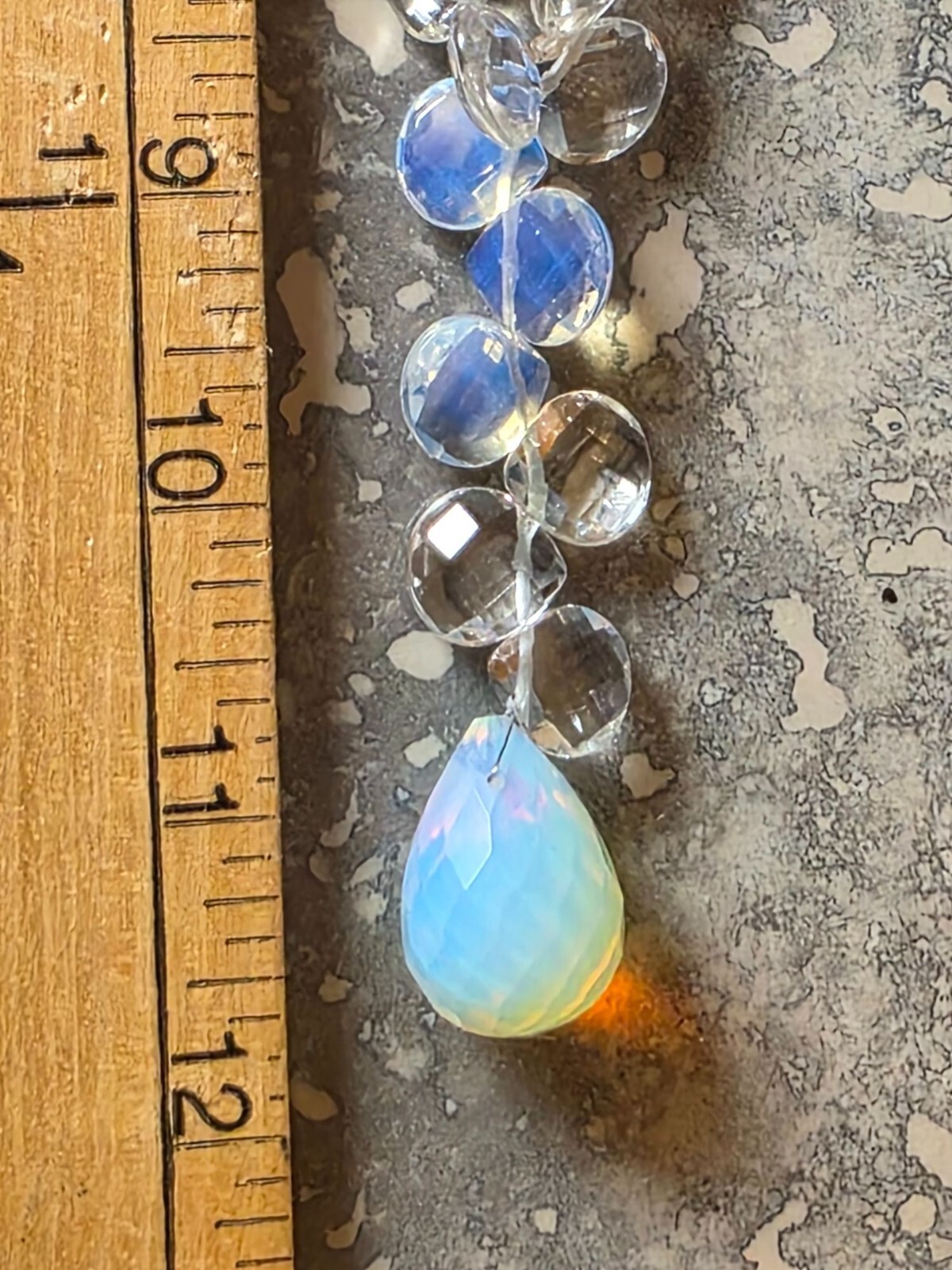 Sterling Silver Faceted Opalite Y-Drop Toggle Necklace Blue Clear 18 In - View 5