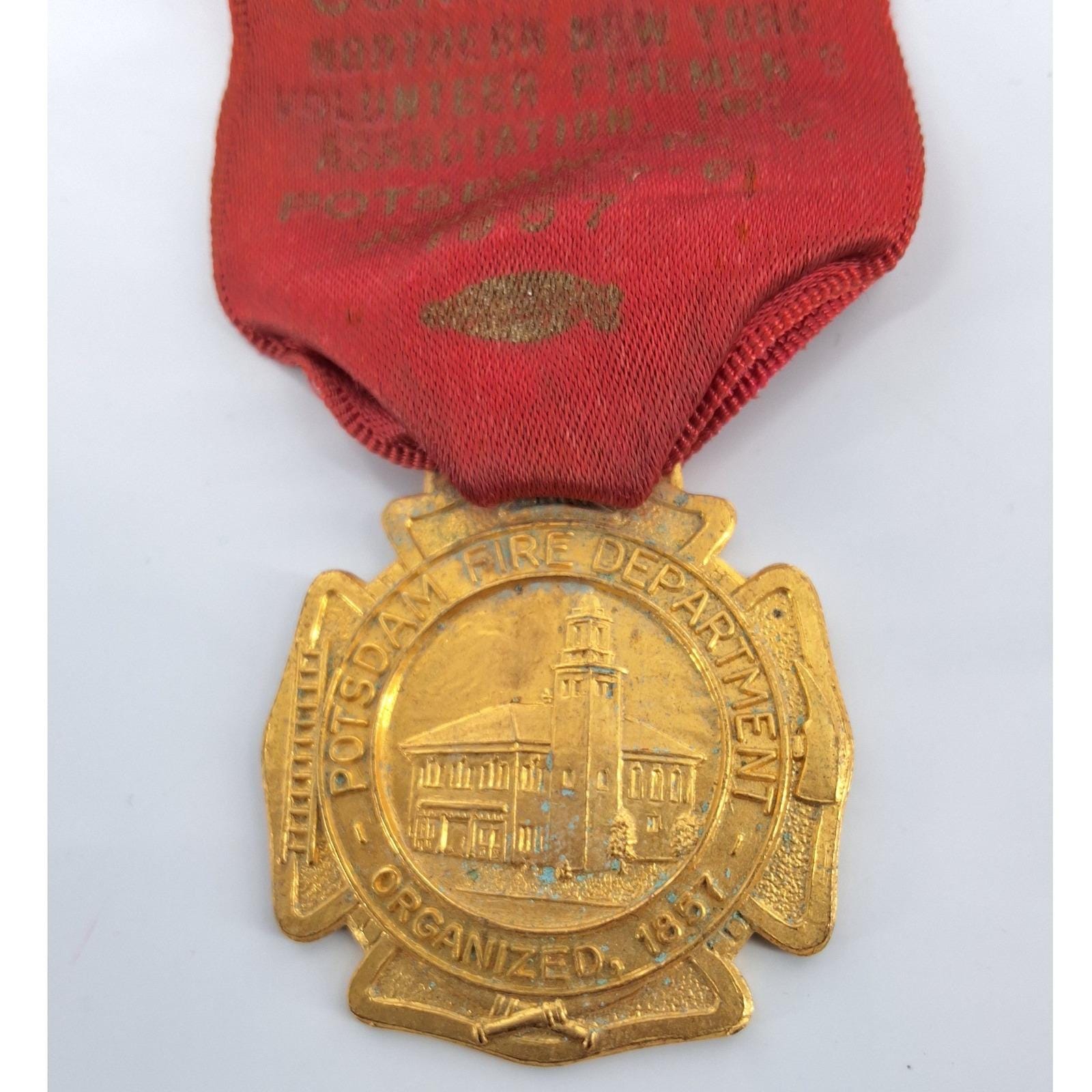 Vintage 1957 Potsdam Fire Department 100th Anniversary Medal NNYVFA Convention - View 6
