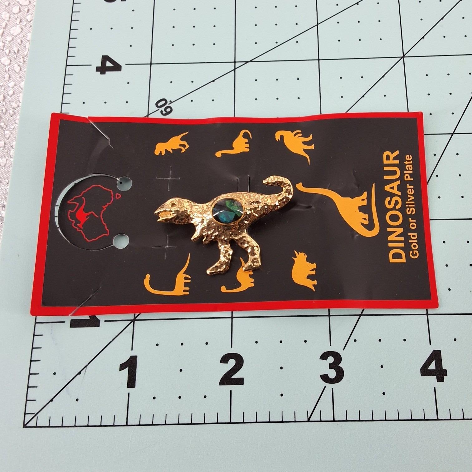 Opal Jewellery Gold Plated Dinosaur T-Rex Pin Australian Opal Inlay Vintage NEW