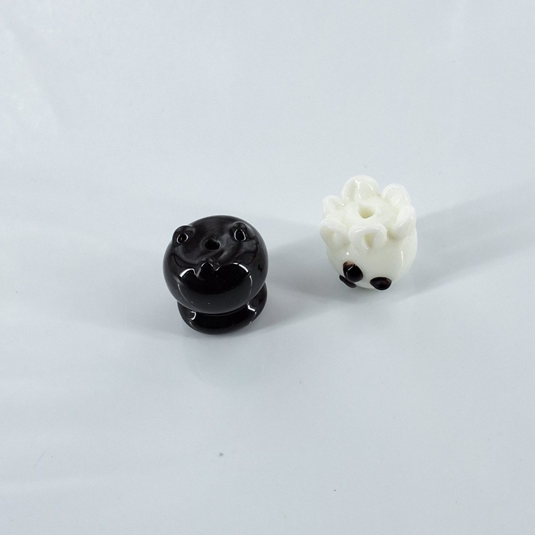 Halloween Lampwork Glass Beads Ghost and Cauldron Spooky Jewelry Charms 2pc Set - View 3