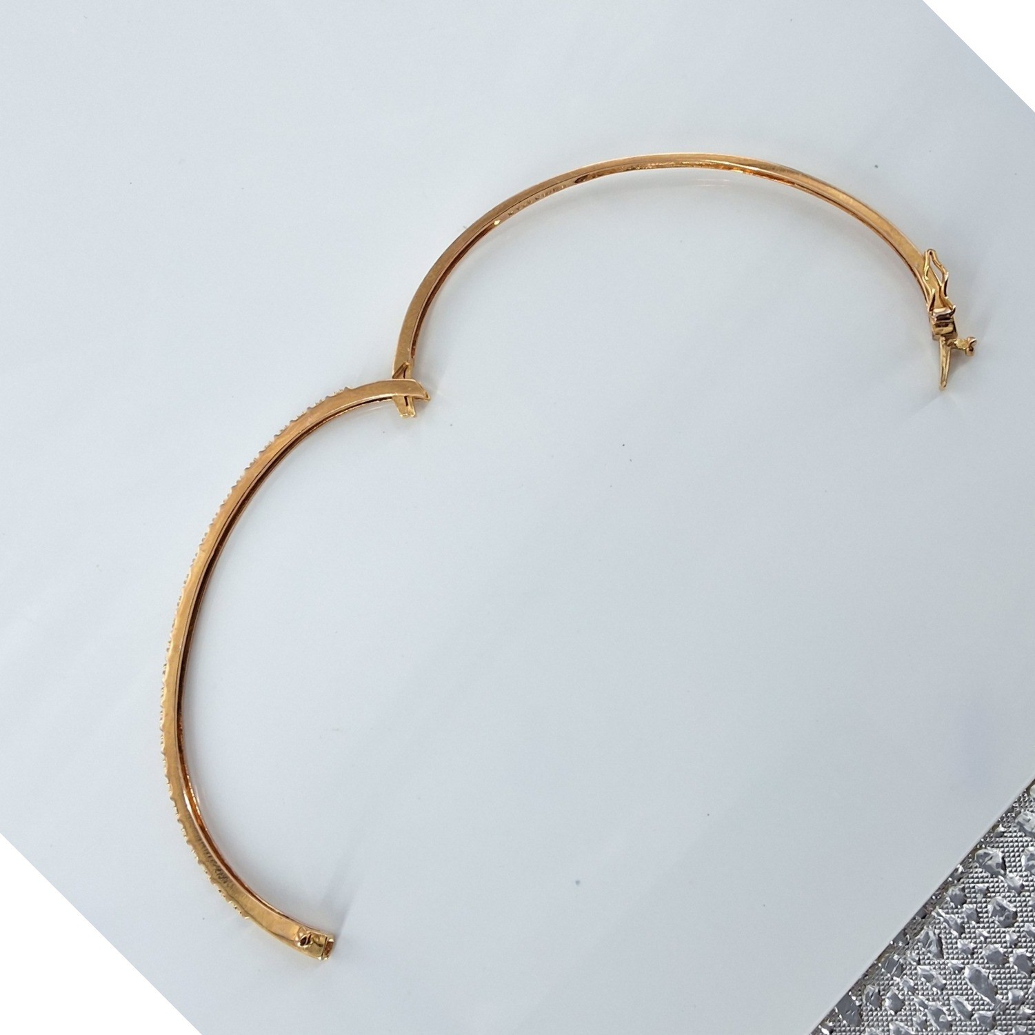 B Gold Tone 925 Sterling Silver Hinged Bangle Bracelet Clear Stones China - View 4