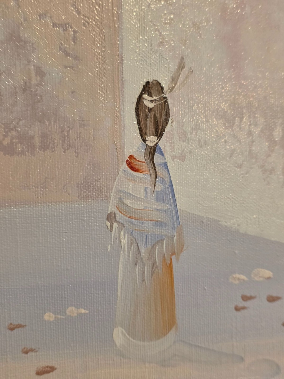 K. Mescal Vintage Southwestern Pueblo Oil Painting Framed Art 39x27