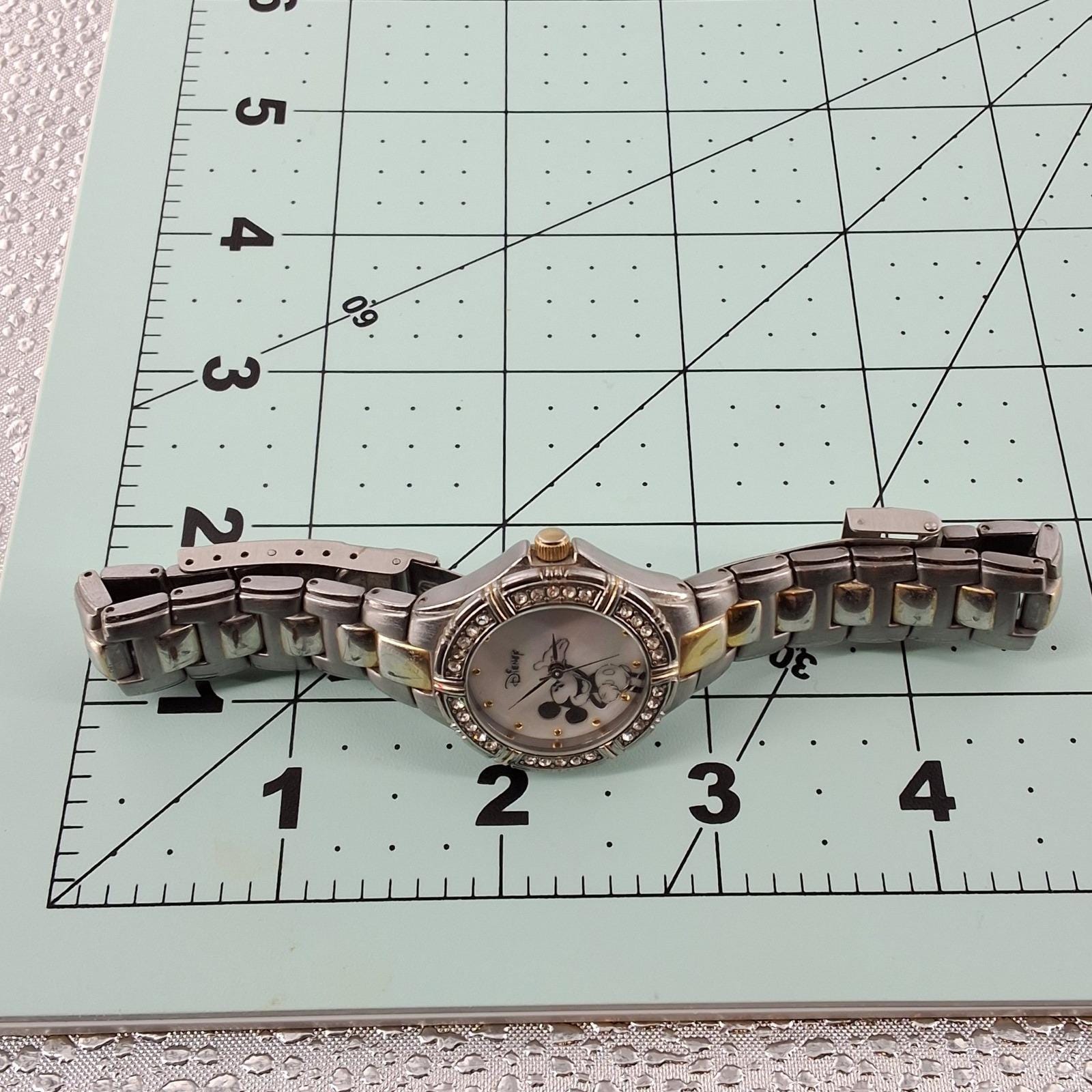Disney Mickey Mouse Watch Womens Two Tone Crystal Bezel MOP Dial MU2403 - View 5