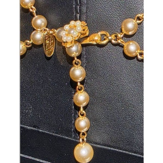 Miriam Haskell 8-Strand Pearl & Crystal Runway Statement Necklace Gold - View 5