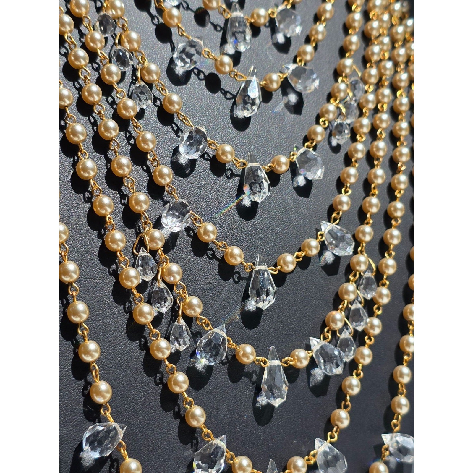 Miriam Haskell 8-Strand Pearl & Crystal Runway Statement Necklace Gold - View 16