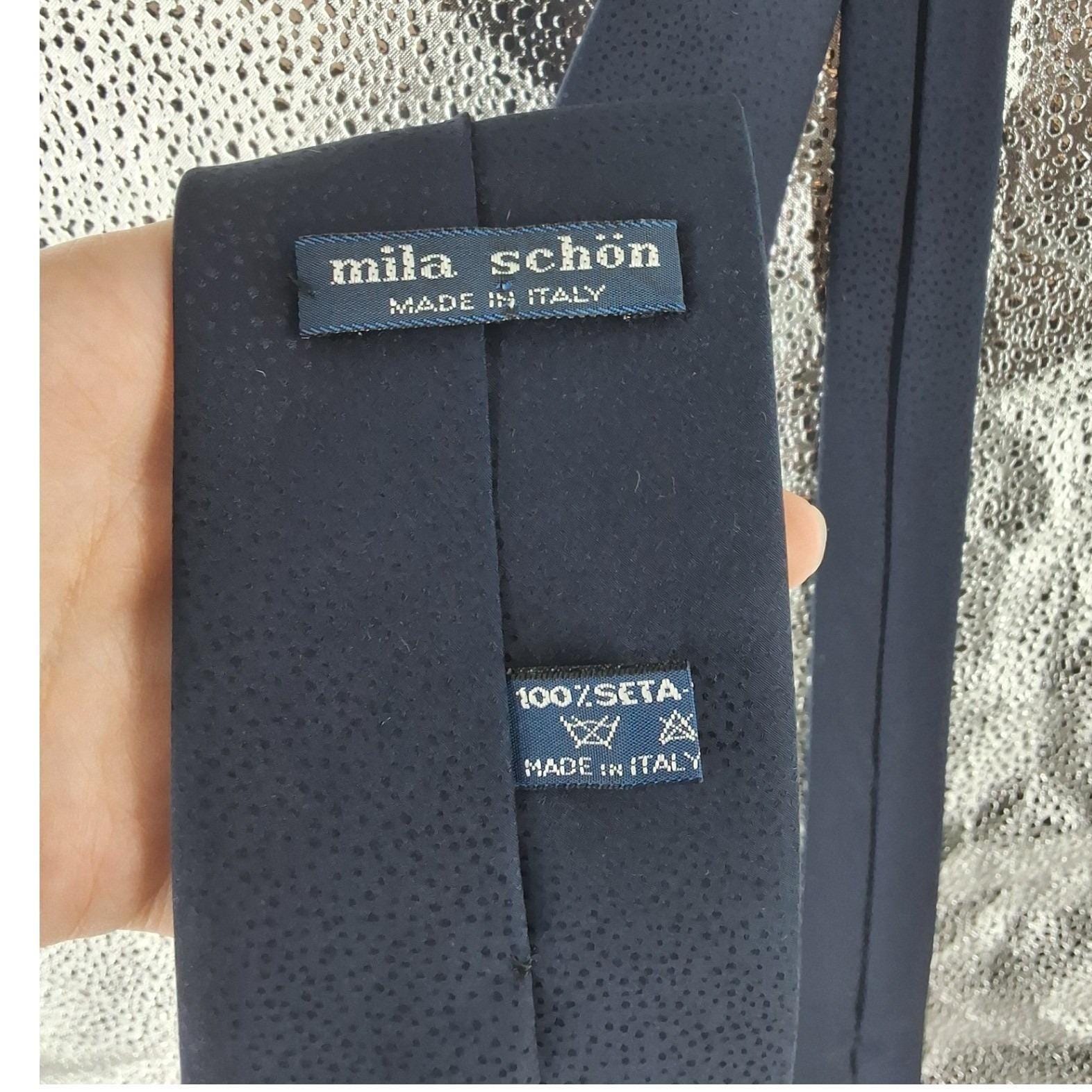 Mila Schon Italy Silk Tie Mens Grey Navy Blue Floral Purple Pink Designer Tie
