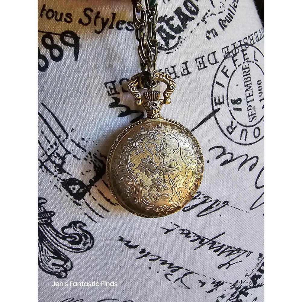 Milan Locomotive Pocket Watch Antique Gold Steam Punk Necklace Chain 52g - View 6