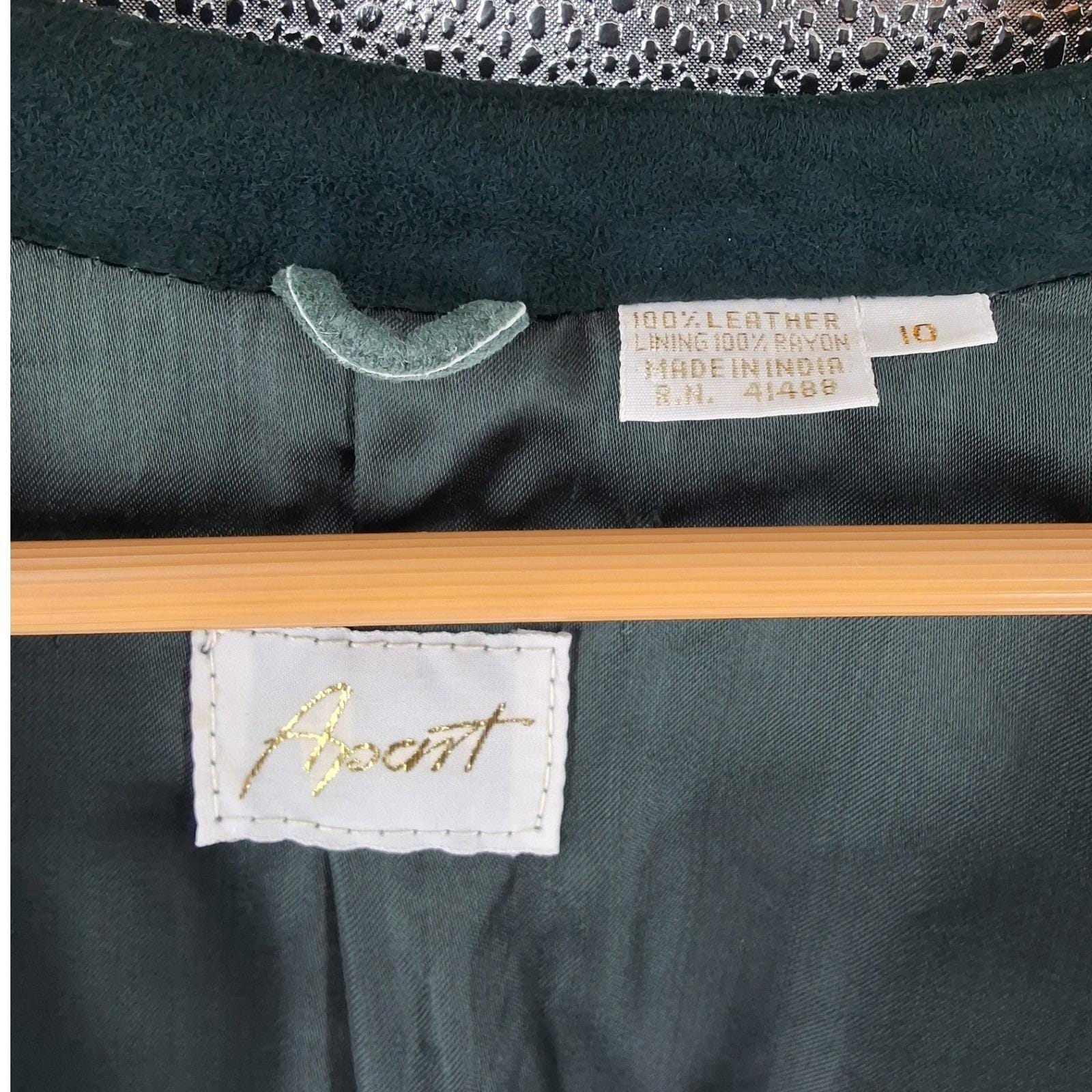 Apart Vintage Green Suede Leather Cropped Blazer Jacket Size 10