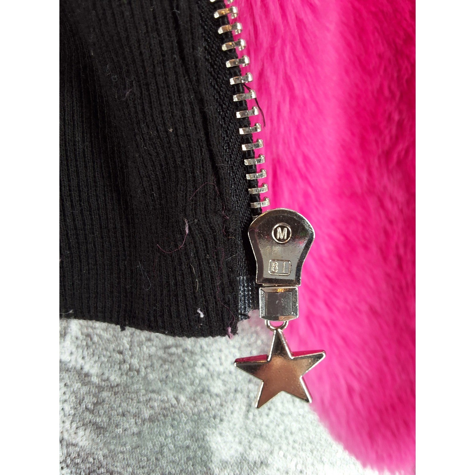 Club Exx Dolls Kill Pink Faux Fur Hooded Cropped Bomber Jacket XS - View 7