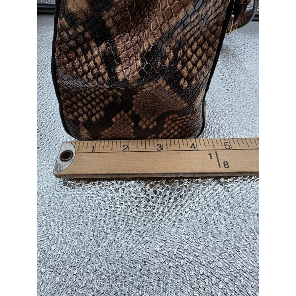 Michael Kors Ava Medium Python Snake Leather Crossbody Satchel Bag Khaki - View 11