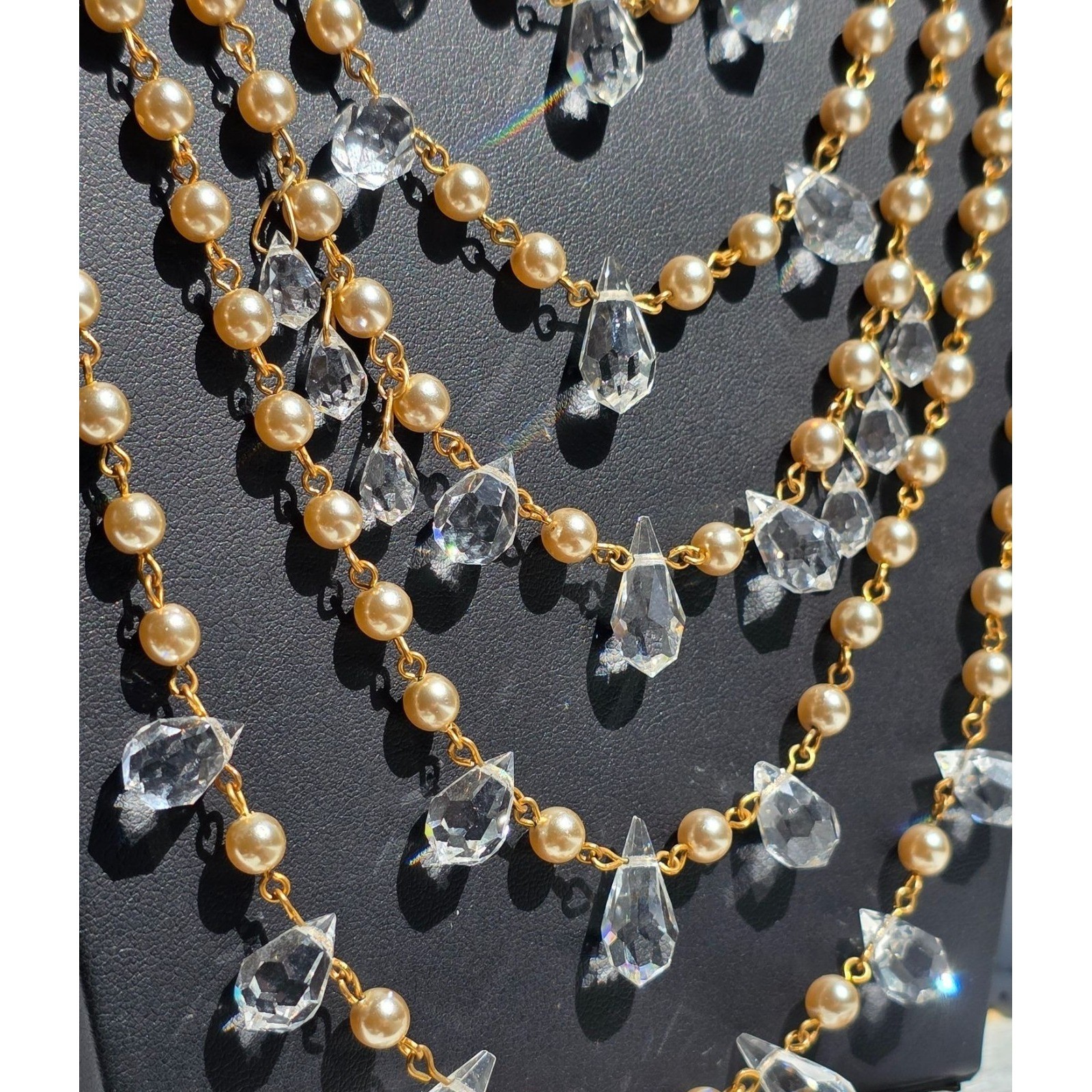 Miriam Haskell 8-Strand Pearl & Crystal Runway Statement Necklace Gold - View 17