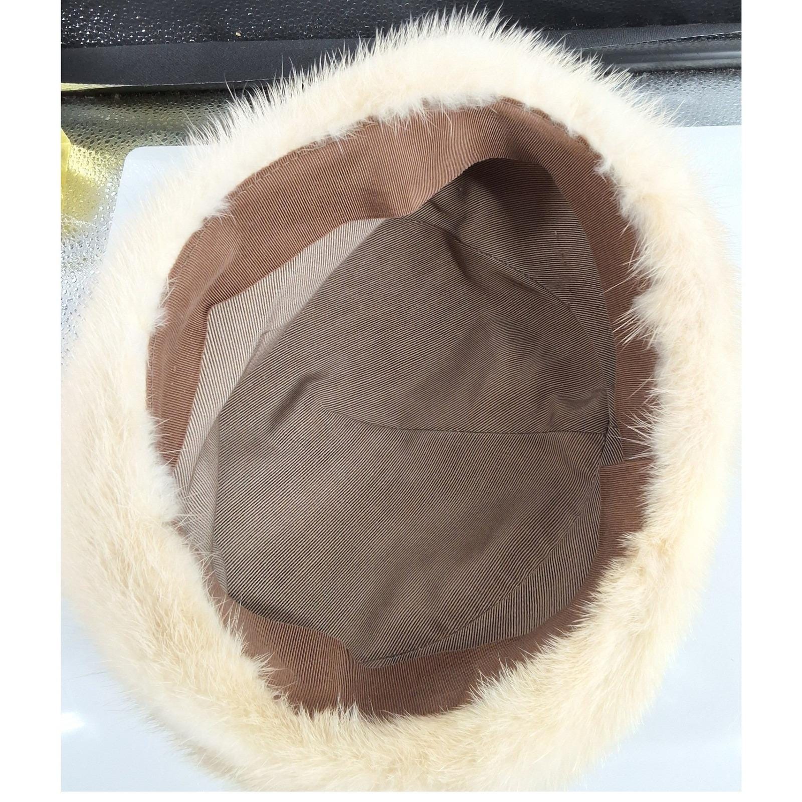 Vintage 60s Blonde Mink Fur Pillbox Hat Champagne Beige Winter Luxury Glam - View 4