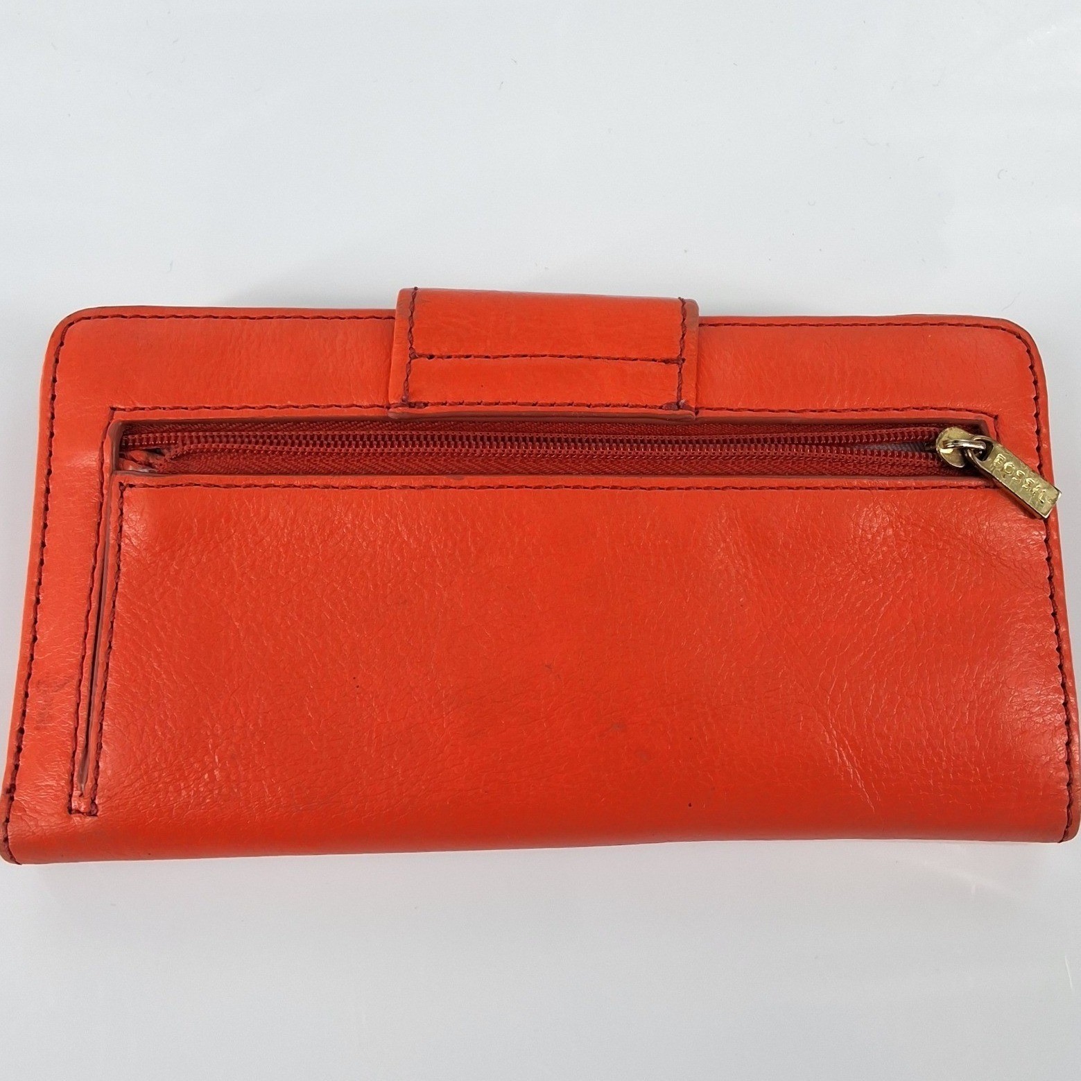 Fossil Sydney Tab Clutch Wallet Orange Leather Issue No 1954 Lavender - View 10
