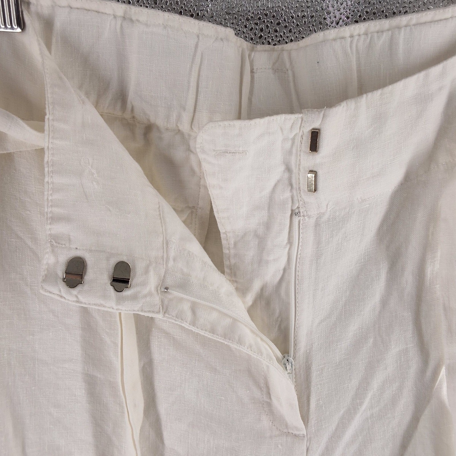 Chicos White 100% Linen Cropped Wide Leg Pants with Tie Belt Size 3 US 16 - View 3