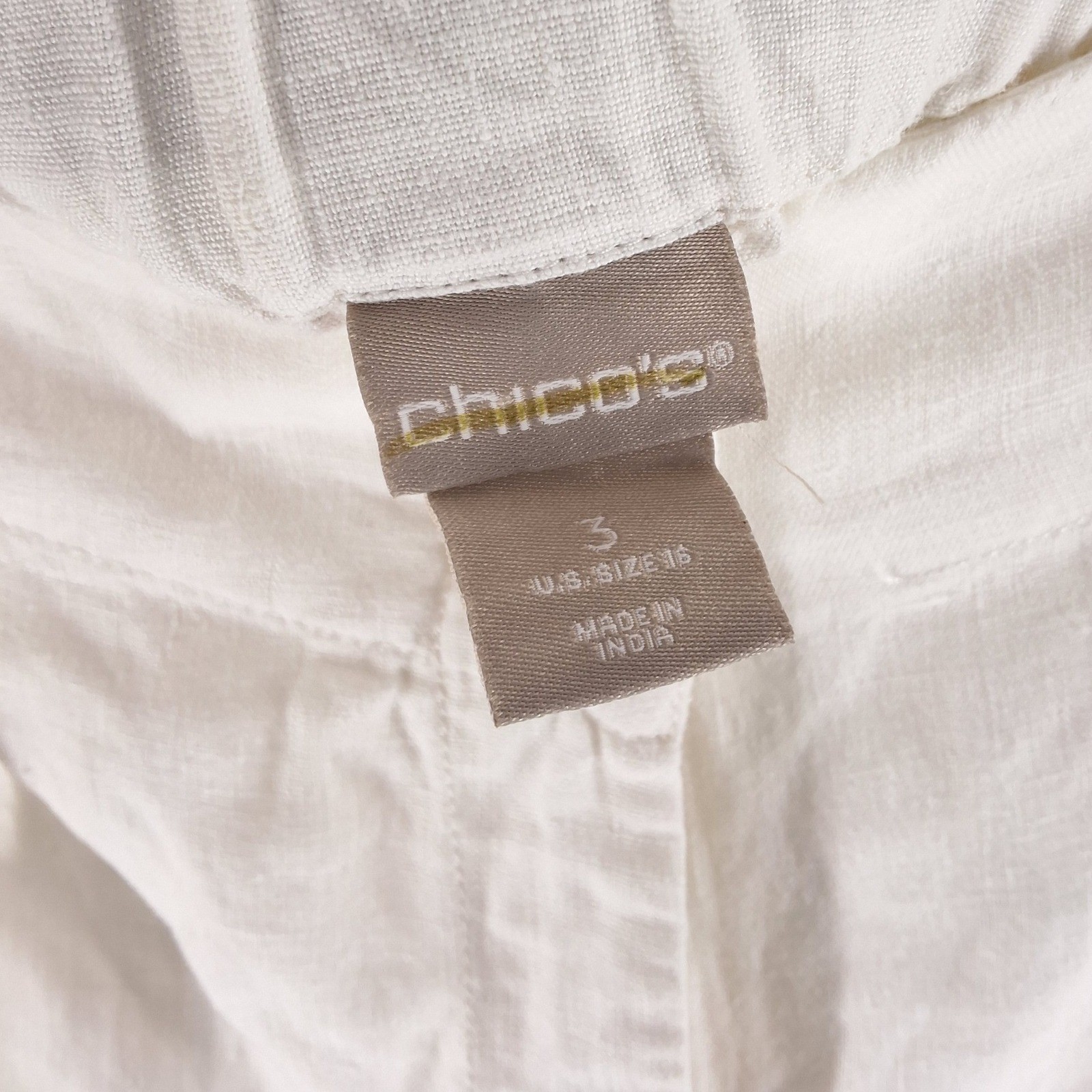 Chicos White 100% Linen Cropped Wide Leg Pants with Tie Belt Size 3 US 16 - View 5