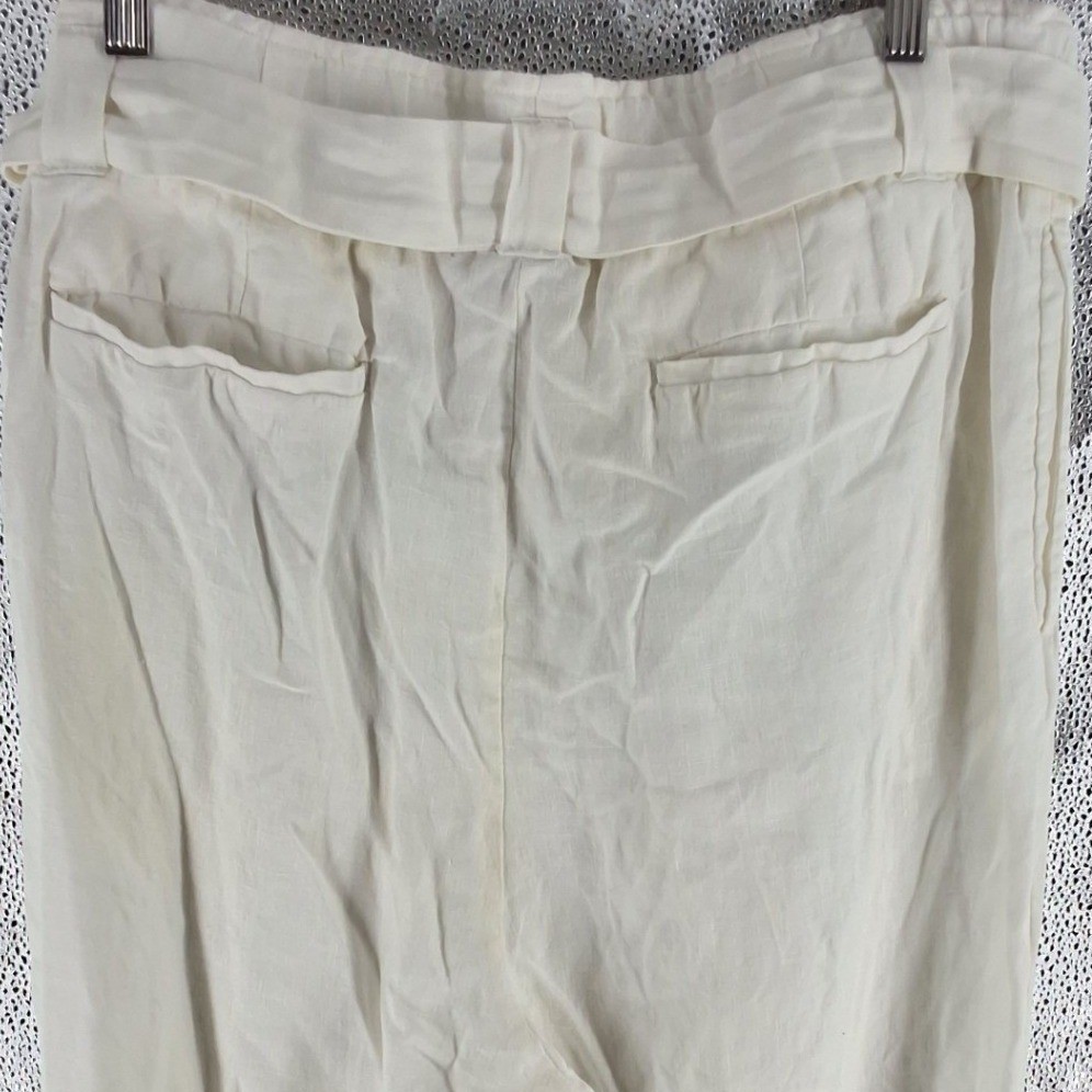 Chicos White 100% Linen Cropped Wide Leg Pants with Tie Belt Size 3 US 16 - View 6