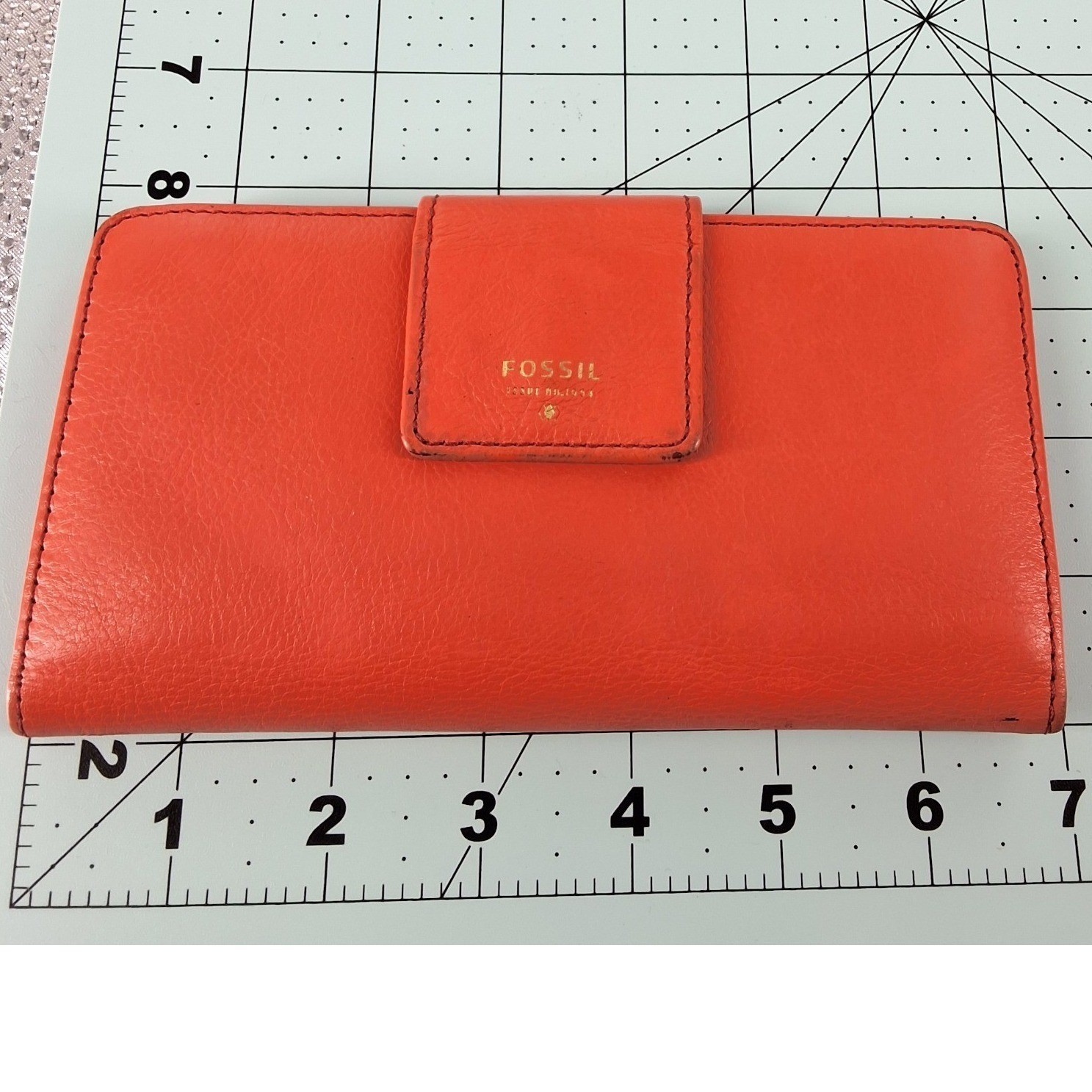 Fossil Sydney Tab Clutch Wallet Orange Leather Issue No 1954 Lavender - View 3