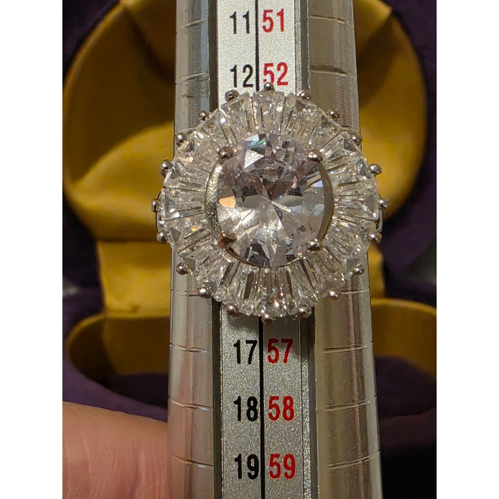 Vintage Art Deco Oval Cubic Zirconia Ballerina Halo Cocktail Ring Size 7 - View 5