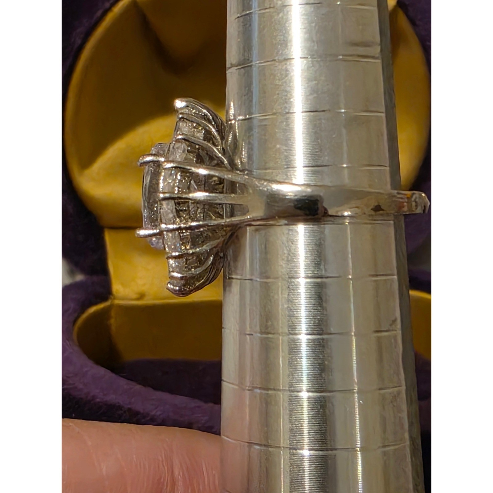 Vintage Art Deco Oval Cubic Zirconia Ballerina Halo Cocktail Ring Size 7 - View 8