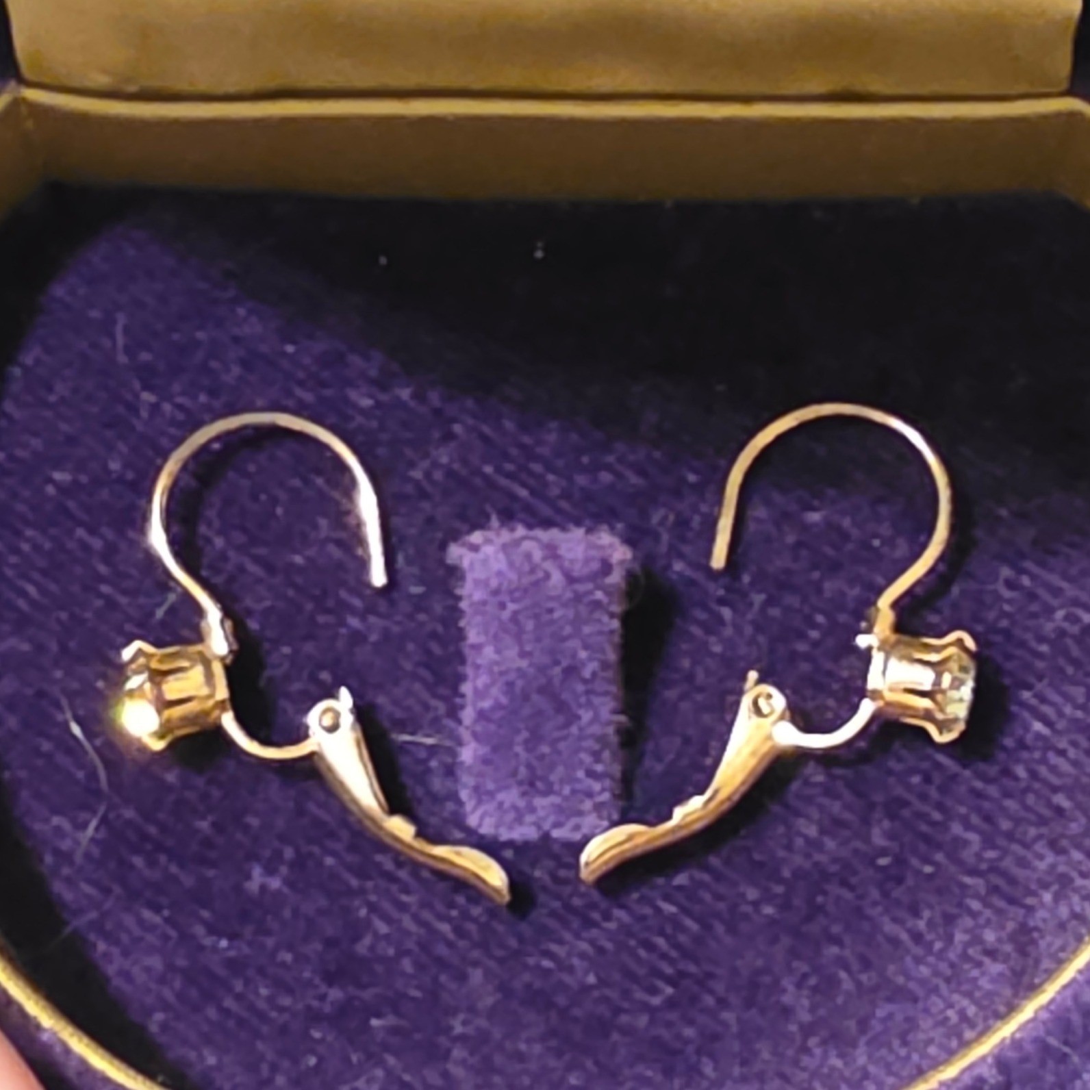 Gold Tone Clear Crystal Round Drop Leverback Earrings with Box Womens - View 4